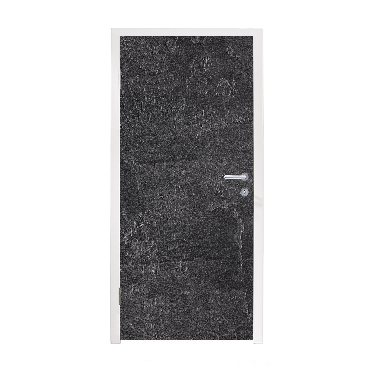 - Tür, - - bedruckt, Grau Türtapete cm Beton - Fototapete St), (1 Schiefer für Industrie, Naturstein 75x205 MuchoWow Matt, Türaufkleber,