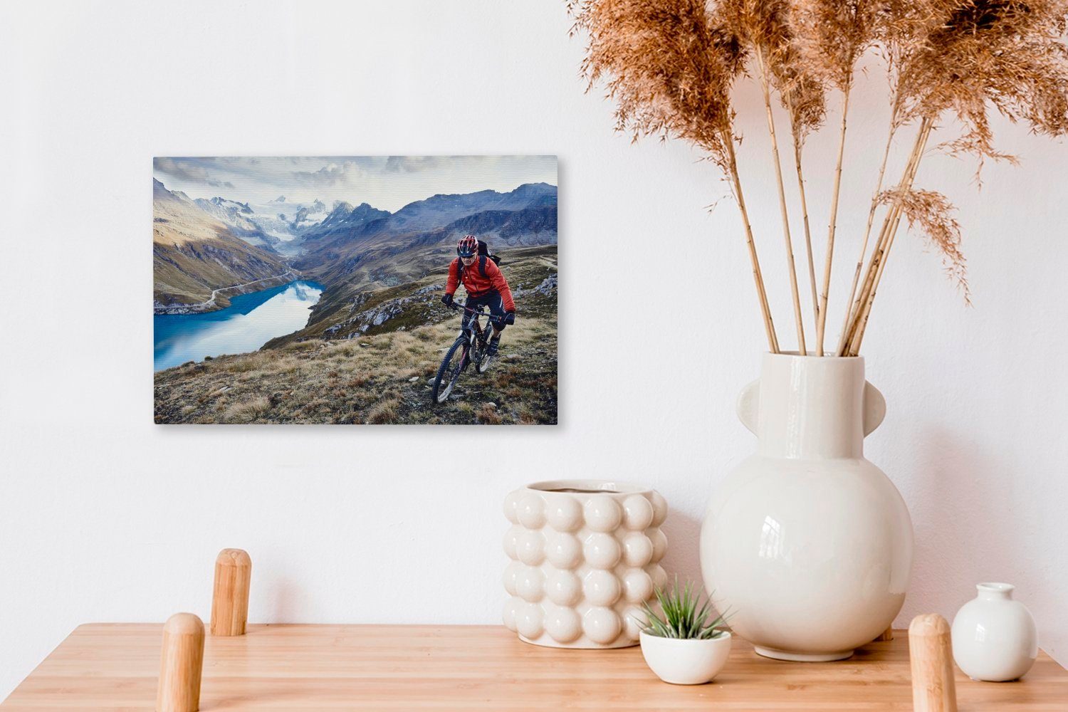 OneMillionCanvasses® Schweiz, (1 in Aufhängefertig, Wanddeko, Leinwandbilder, cm der 30x20 Leinwandbild Wandbild Mountainbiker St),