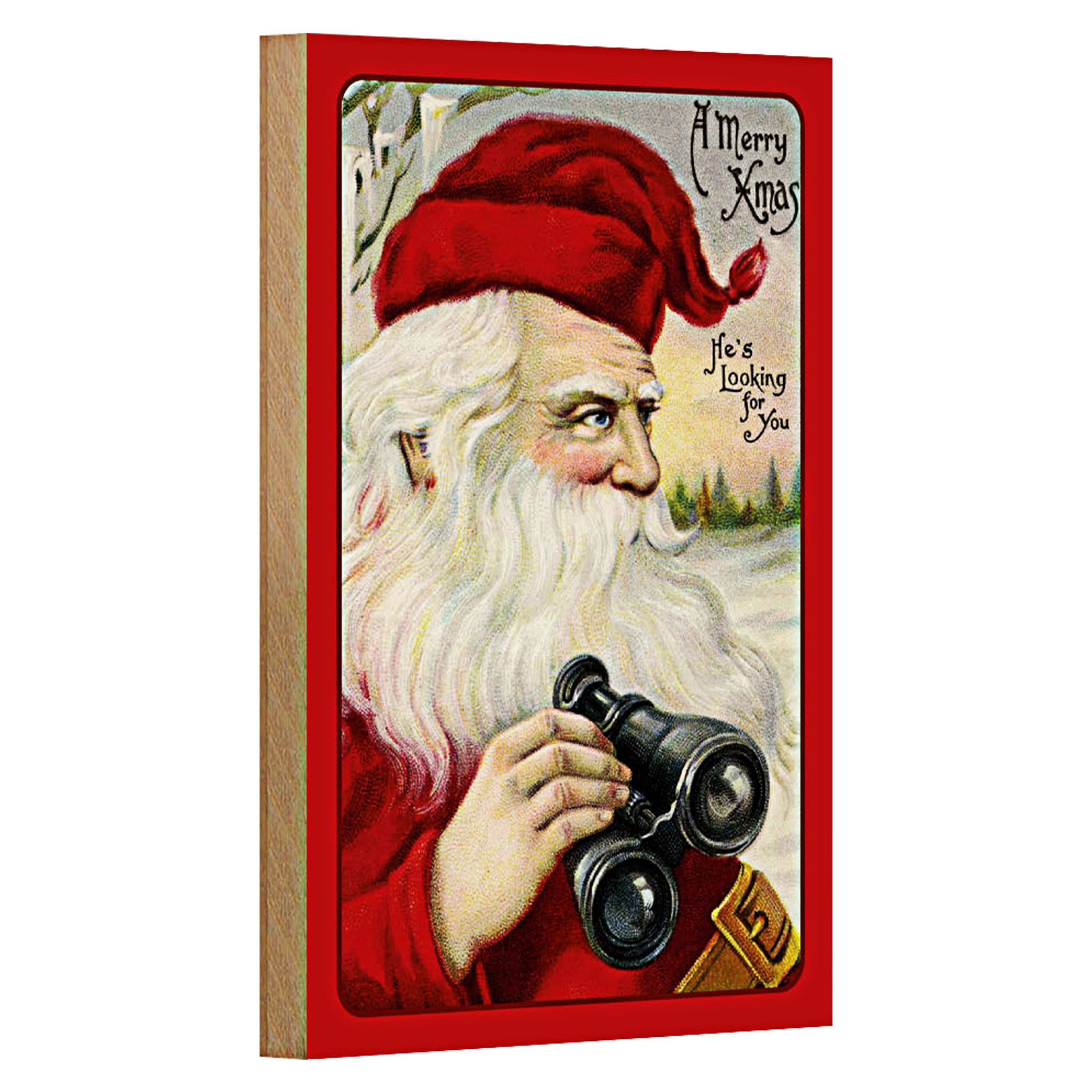 Roomando Holzbild Weihnachten Schnee Winter Santa Claus 12x18cm