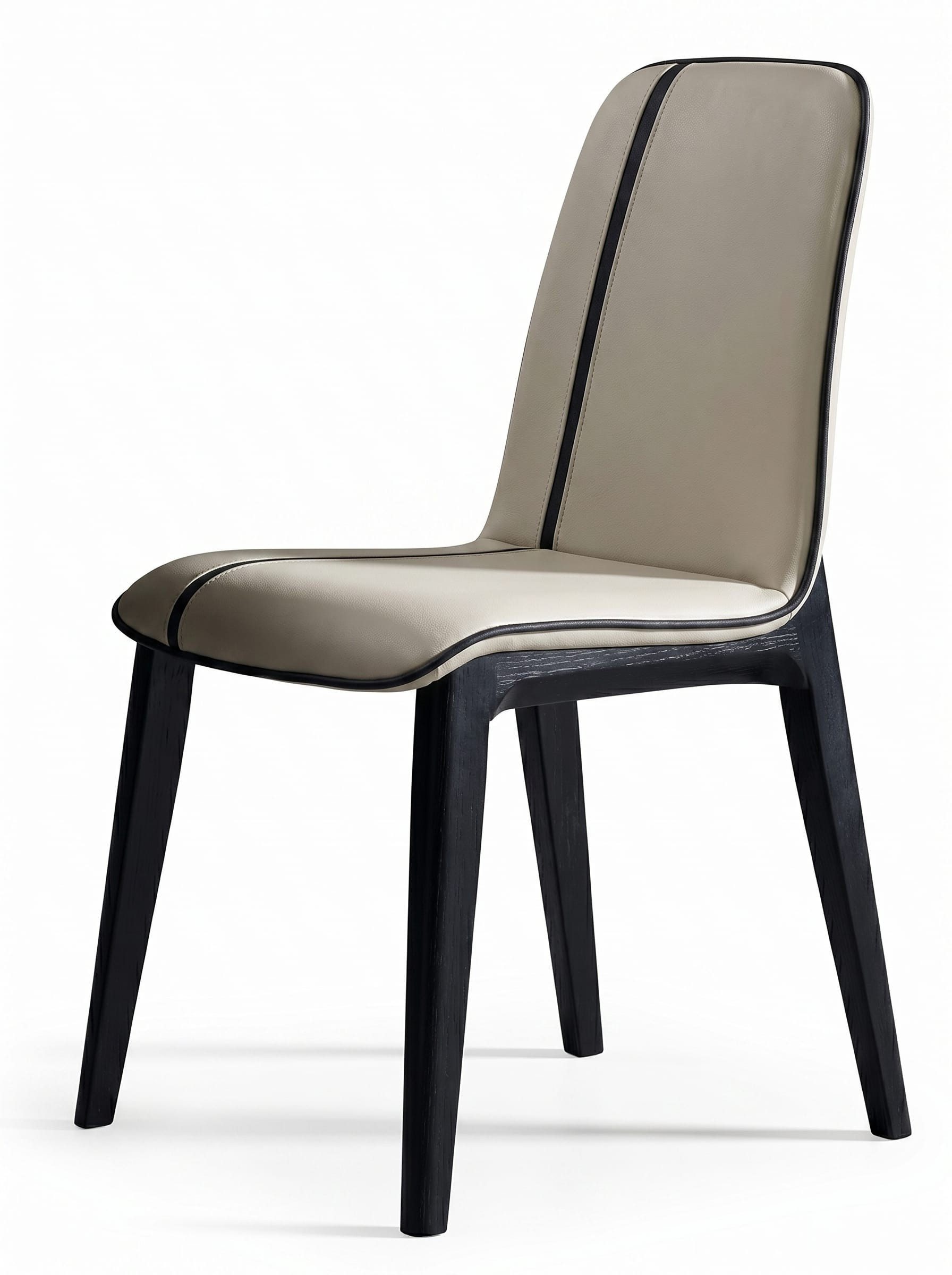 Xlmoebel Esszimmerstuhl Beiger Leder-Esszimmerstuhl mit modernem Metallgestell, Made in Europa