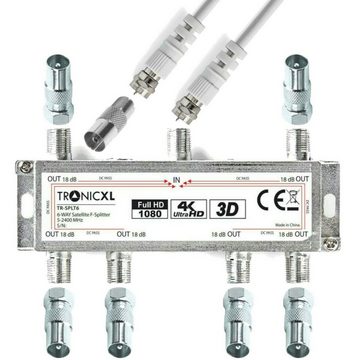 TronicXL SAT-Verteiler Breitband Kabel-Fernsehen Verteiler 6-fach TV Splitter DVB-C CATV