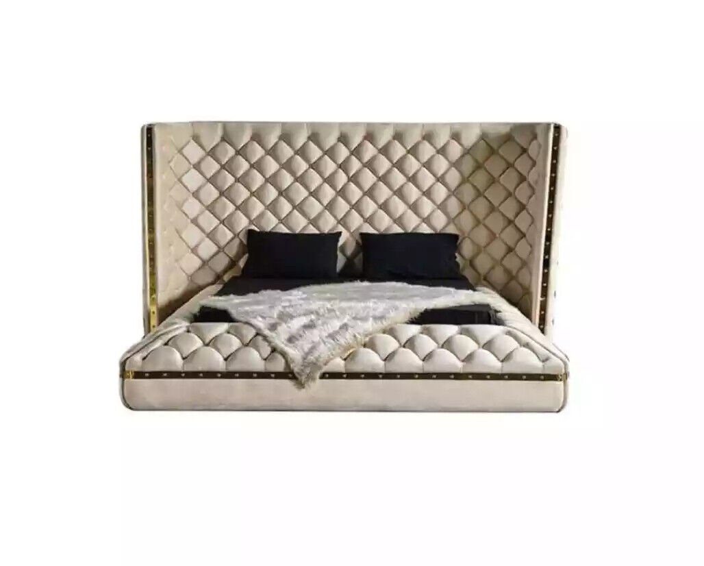 JVmoebel Komplettschlafzimmer Schlafzimmermöbel Chesterfield in elegantem Design mit Spiegel, (7-tlg., Bett/Kleiderschrank/2x Nachttische/Schminktisch/Spiegel/Hocker), Made in Europa