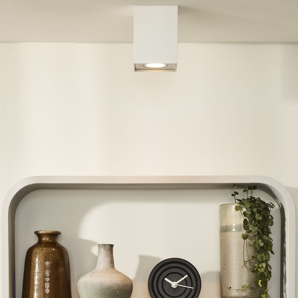 Lucide Deckenstrahler Einflammiger Deckenaufbaustrahler Tube in weiß, eckig, GU10