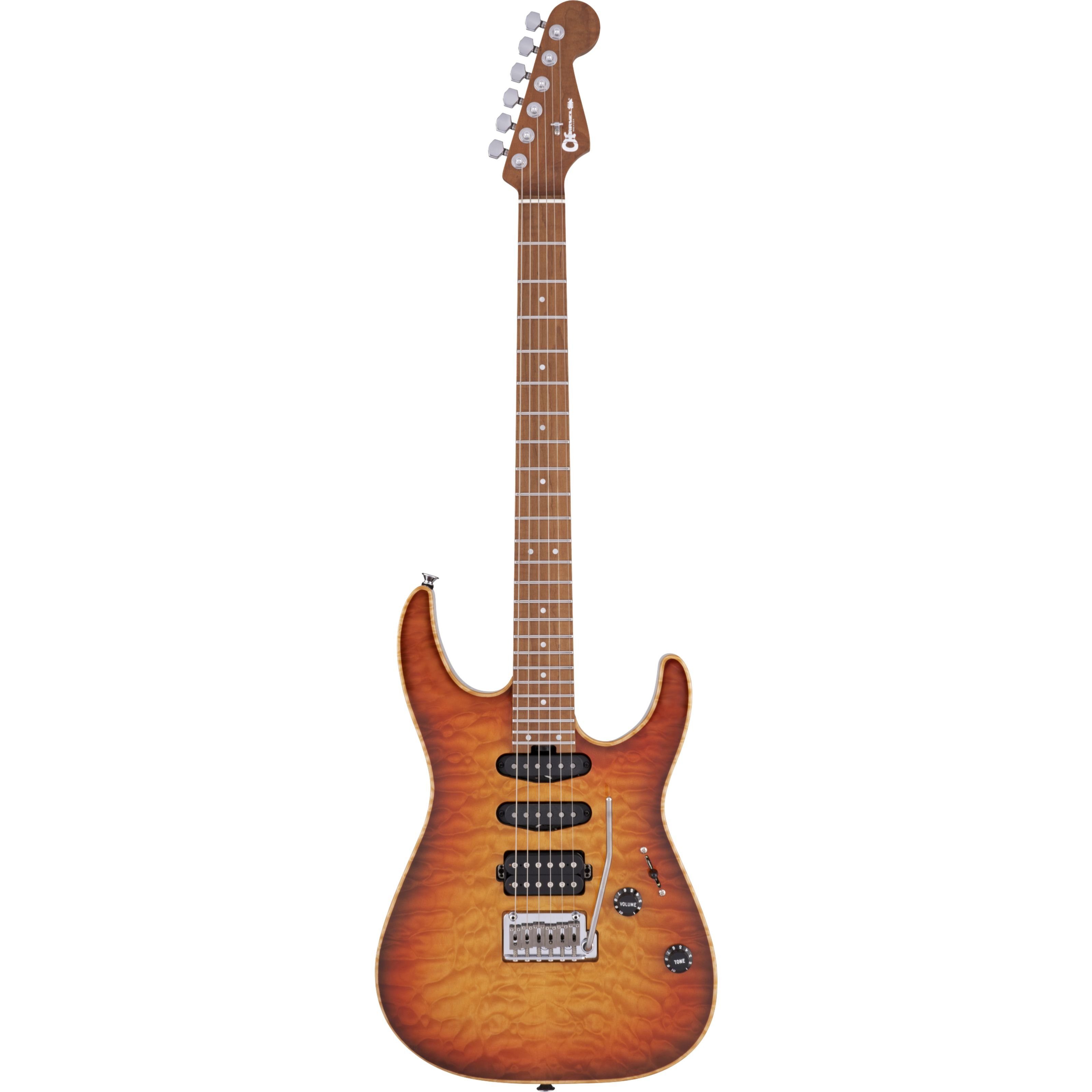 Charvel E-Gitarre, E-Gitarren, Premium-Instrumente, USA Select DK24 HSS 2PT CM QM Autumn Glow - Custom E-Gitarre