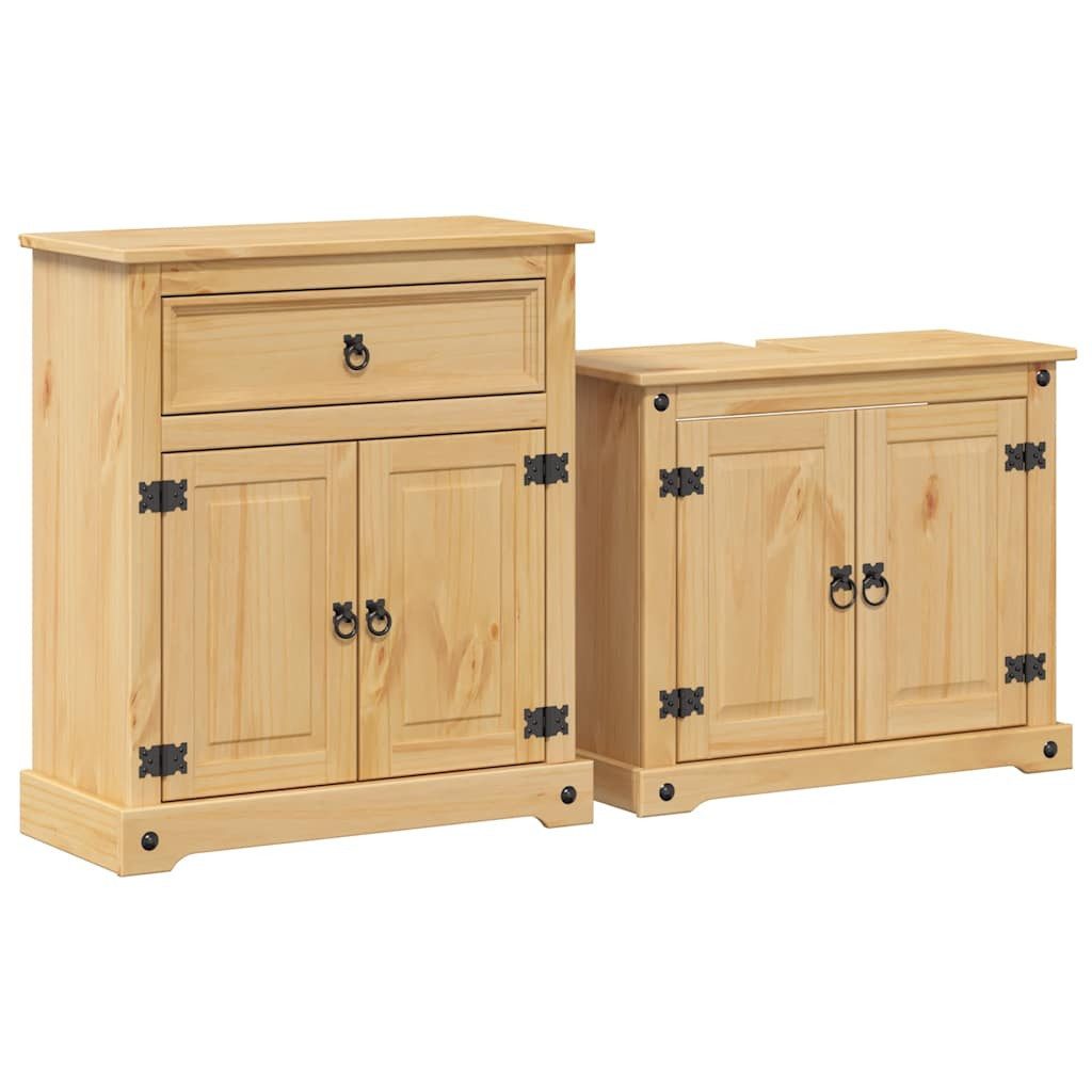 vidaXL Badezimmer-Set 2-teiliges Badmöbel-Set "Corona" Massivholz günstig online kaufen