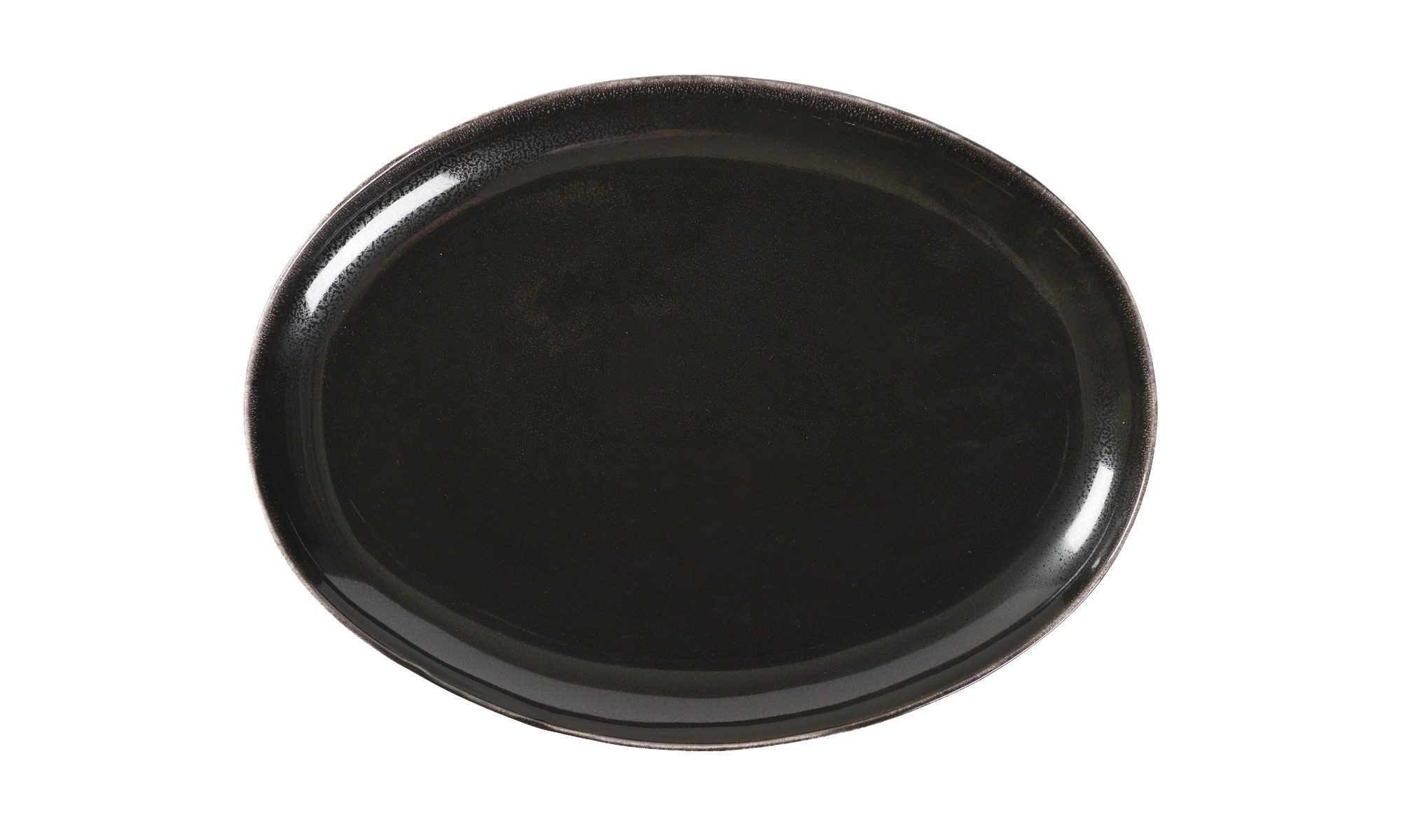 Broste Copenhagen Servierplatte Broste Copenhagen Nordic Coal Platte oval Steingut Charcoal, Steingut