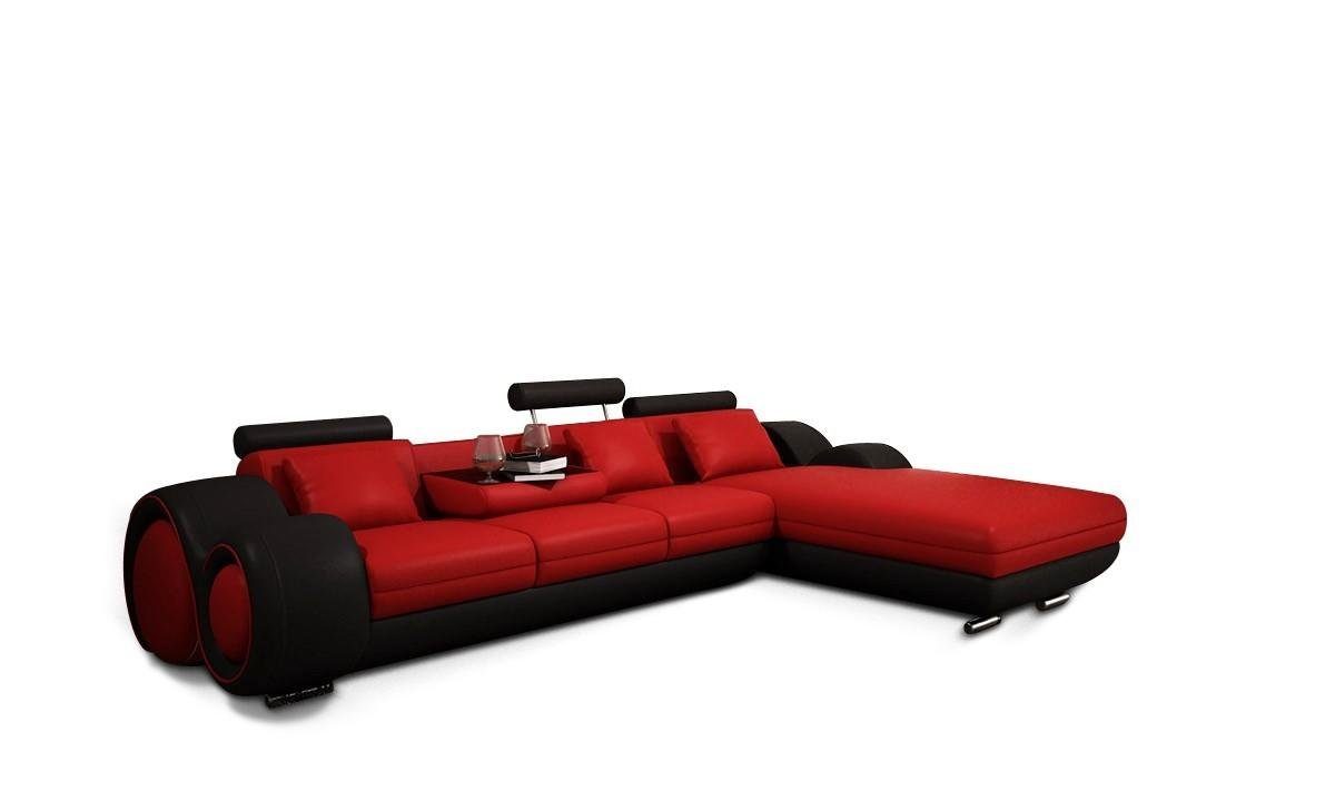 JVmoebel Ecksofa Ecksofa Sofa Couch Sofas Eck Rot Leder Garnitur, Wohnlandschaft Polster Europe in Made