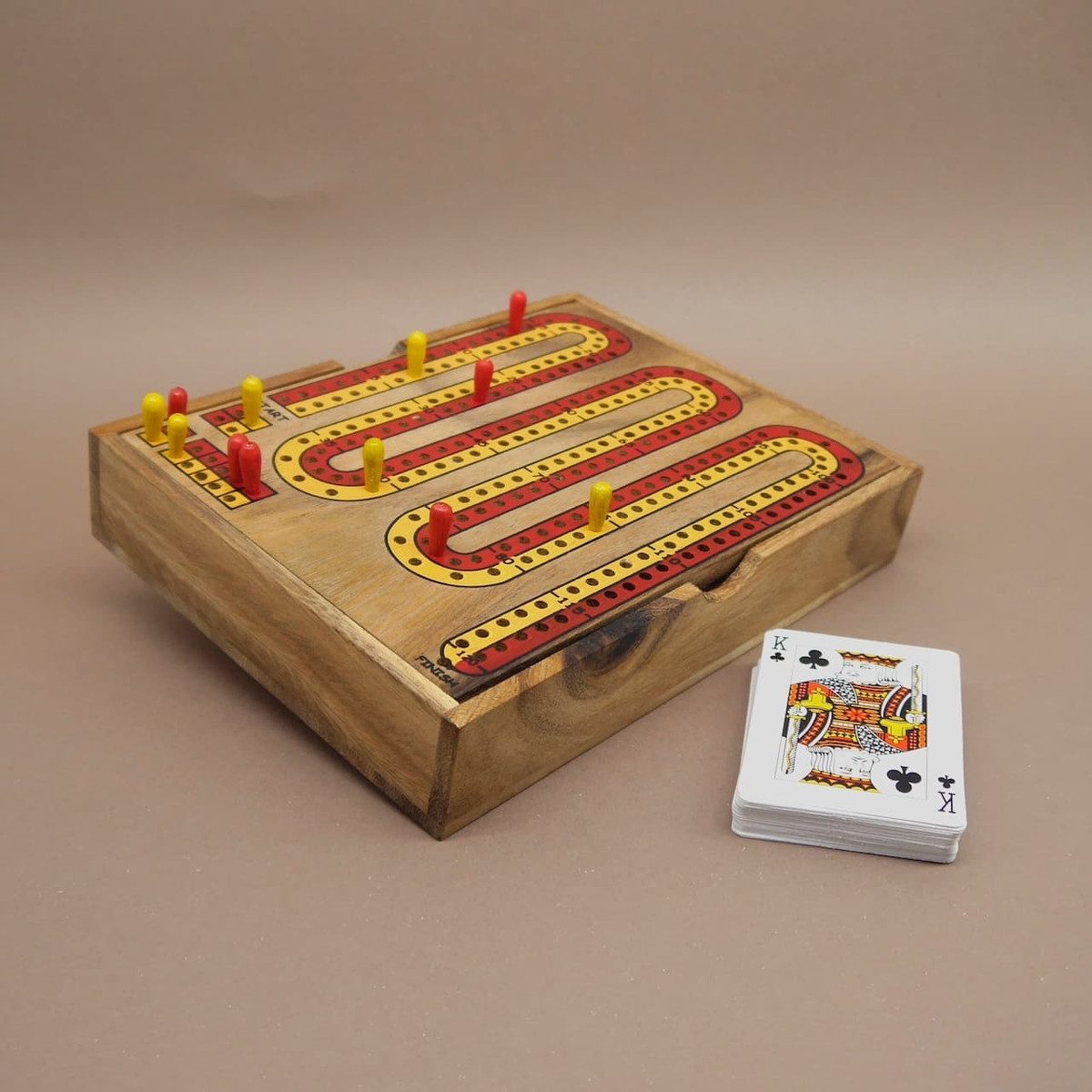 ROMBOL Denkspiele Spiel CRIBBAGE - rasantes, britisches Kartenspiel, Brettspiel, Holzspiel