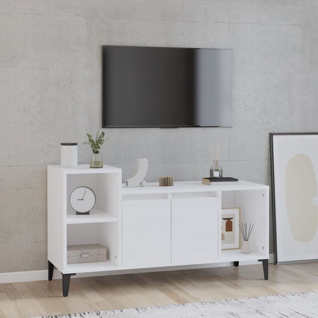 furnicato TV-Schrank Hochglanz-Weiß Holzwerkstoff cm 100x35x55