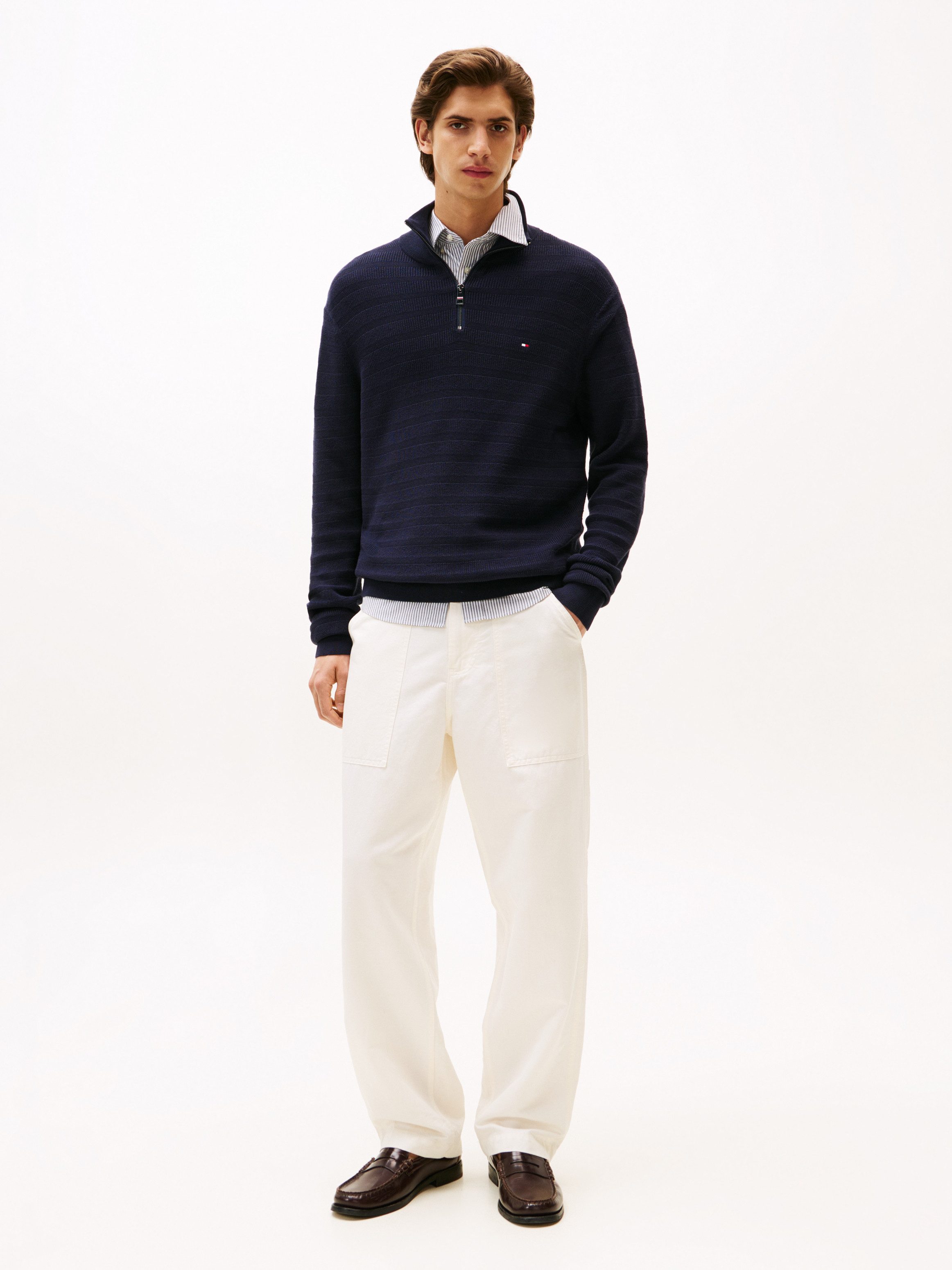 Tommy Hilfiger Troyer STRIPE STRUCTURE ZIP günstig online kaufen