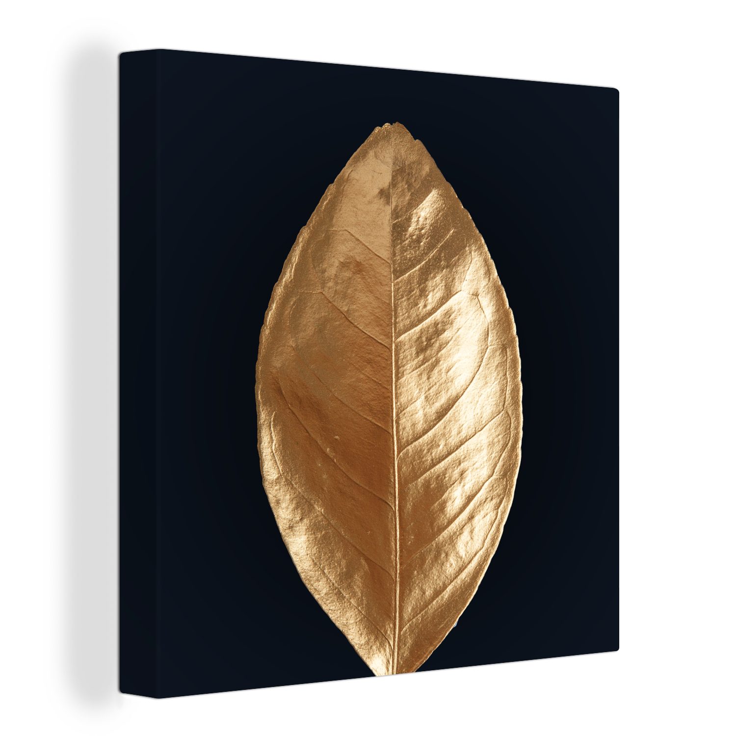 OneMillionCanvasses® Leinwandbild Blätter - Luxus - Gold, (1 St), Leinwand Bilder für Wohnzimmer Schlafzimmer