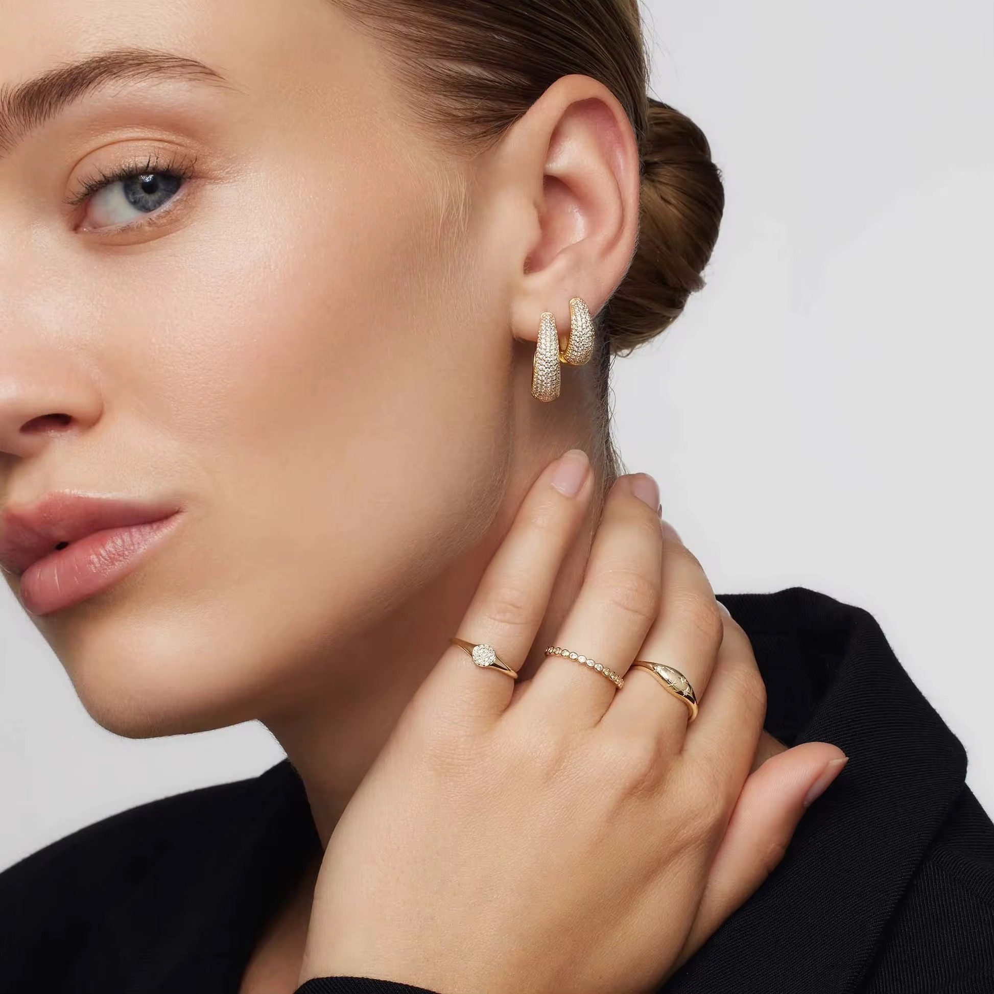 ROUGEMONT Paar Creolen Funkelnde Eleganz moderne Trend Creolen Damen 925 Silber, Wasserfest,925 Sterling Silber,18K Vergoldung