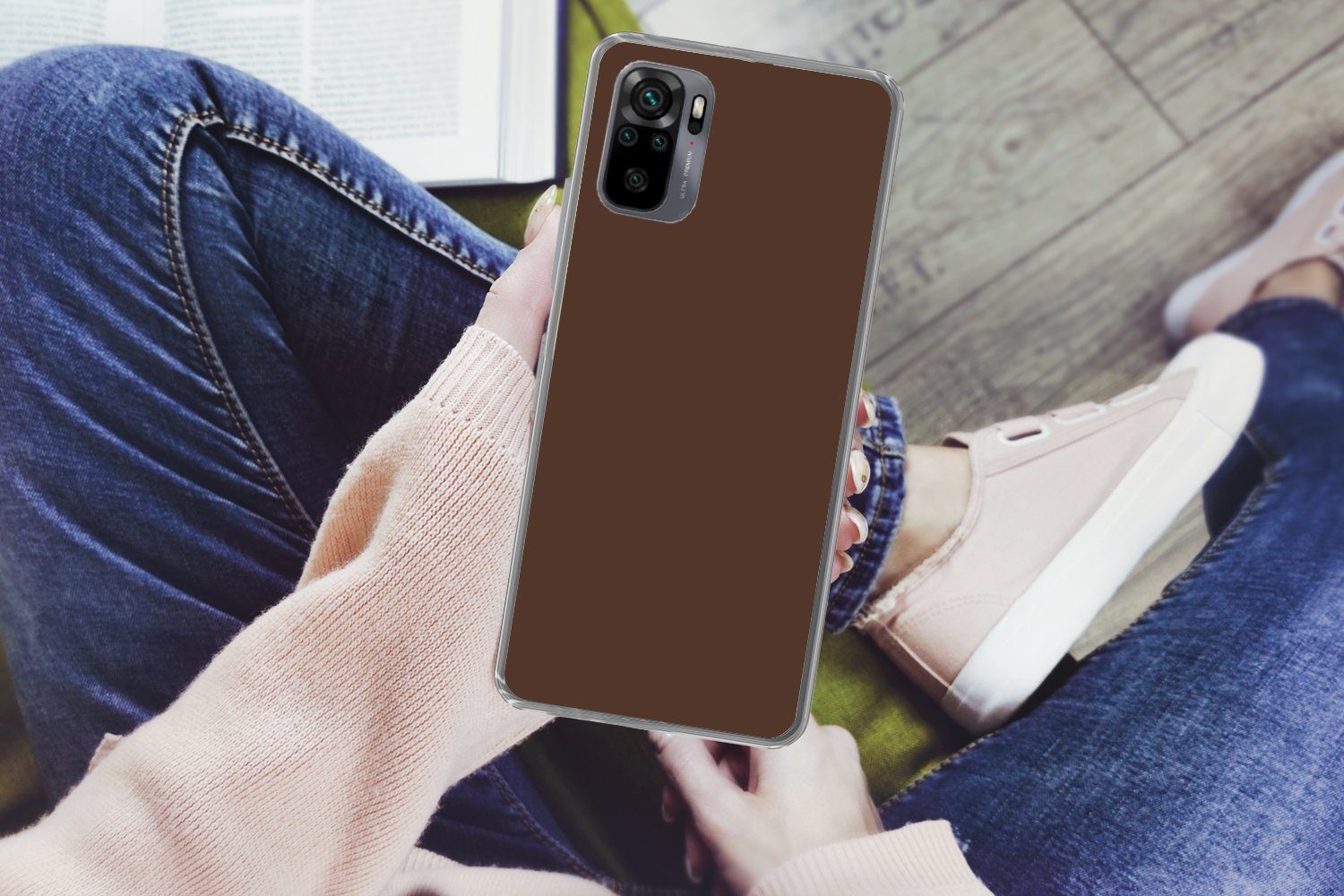 MuchoWow Handyhülle für Xiaomi Redmi Note 10 Pro Braun - Dunkel - Farben, Phone Case, Silikon, Schutzhülle Dünn