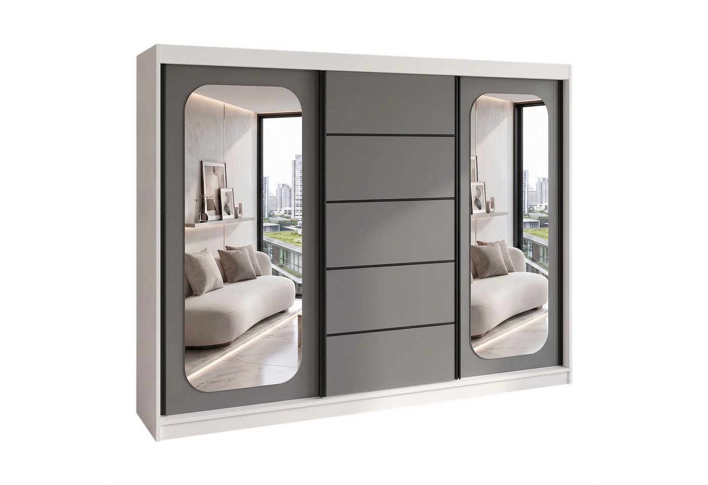 A&J MöbelLand GmbH Schiebetürenschrank BELANO – Moderner Kleiderschrank mit Schiebetüren (Die perfekte Kombination aus modernem Design, hoher Funktionalität und großzügigem Stauraum für Kleidung, Bettwäsche und Accessoires, erhältlich in verschiedenen Far