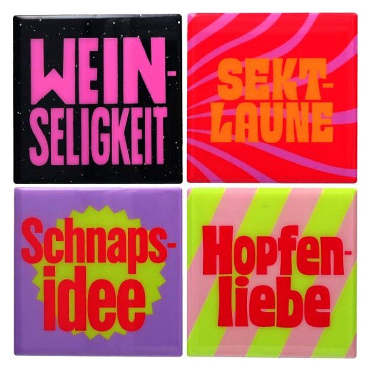 Giftcompany Getränkeuntersetzer Glasuntersetzer Love Tiles Schnapsdrossel (4er-Set)