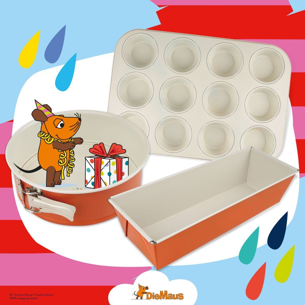 Dr. Oetker Küchenhelfer Back-Set Online-Set Sendung mit der Maus, 3-tlg.