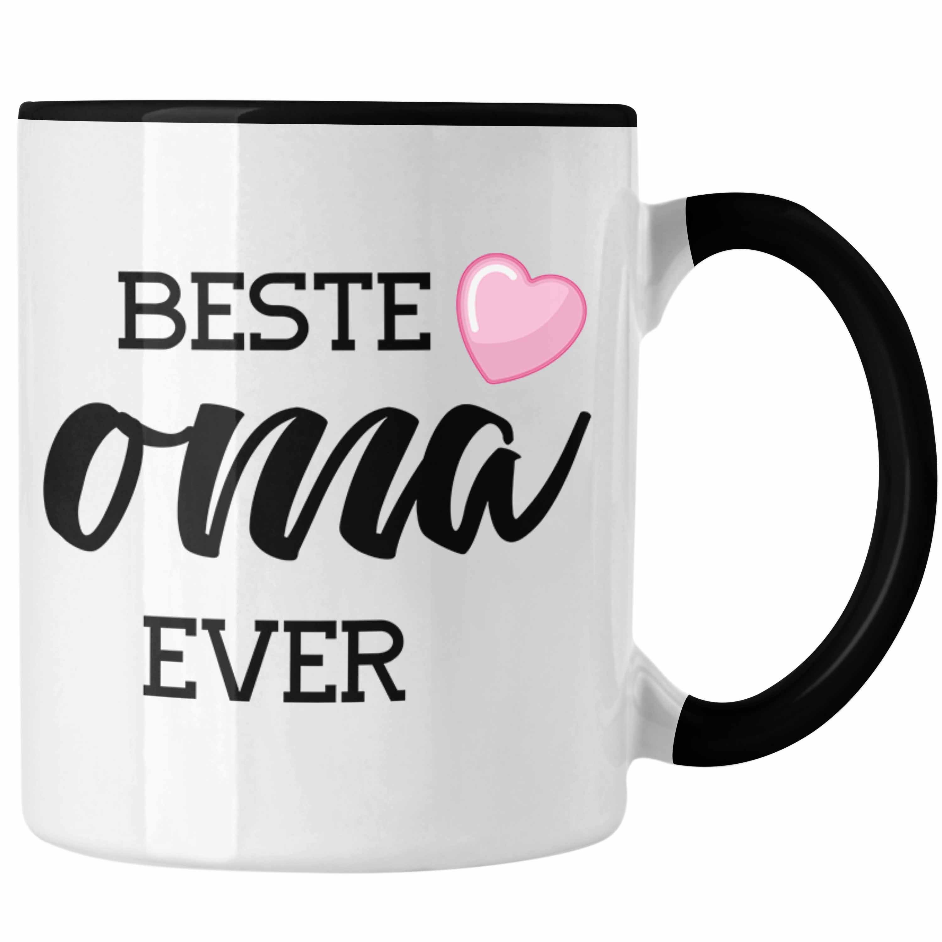 Trendation Tasse Trendation - Beste Oma Der Welt Geschenk Tasse Kaffeetasse Spruch Lustig von Enkel Geburtstag Weihnachten Funny Schwarz