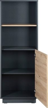 roba® Standregal Regal Lenn, 150 cm hoch - Anthrazit & Dekor: Artisan Eiche, modernes Bücher- oder Dekoregal, 2 offene Fächer, 1 Tür mit 2 Fächern