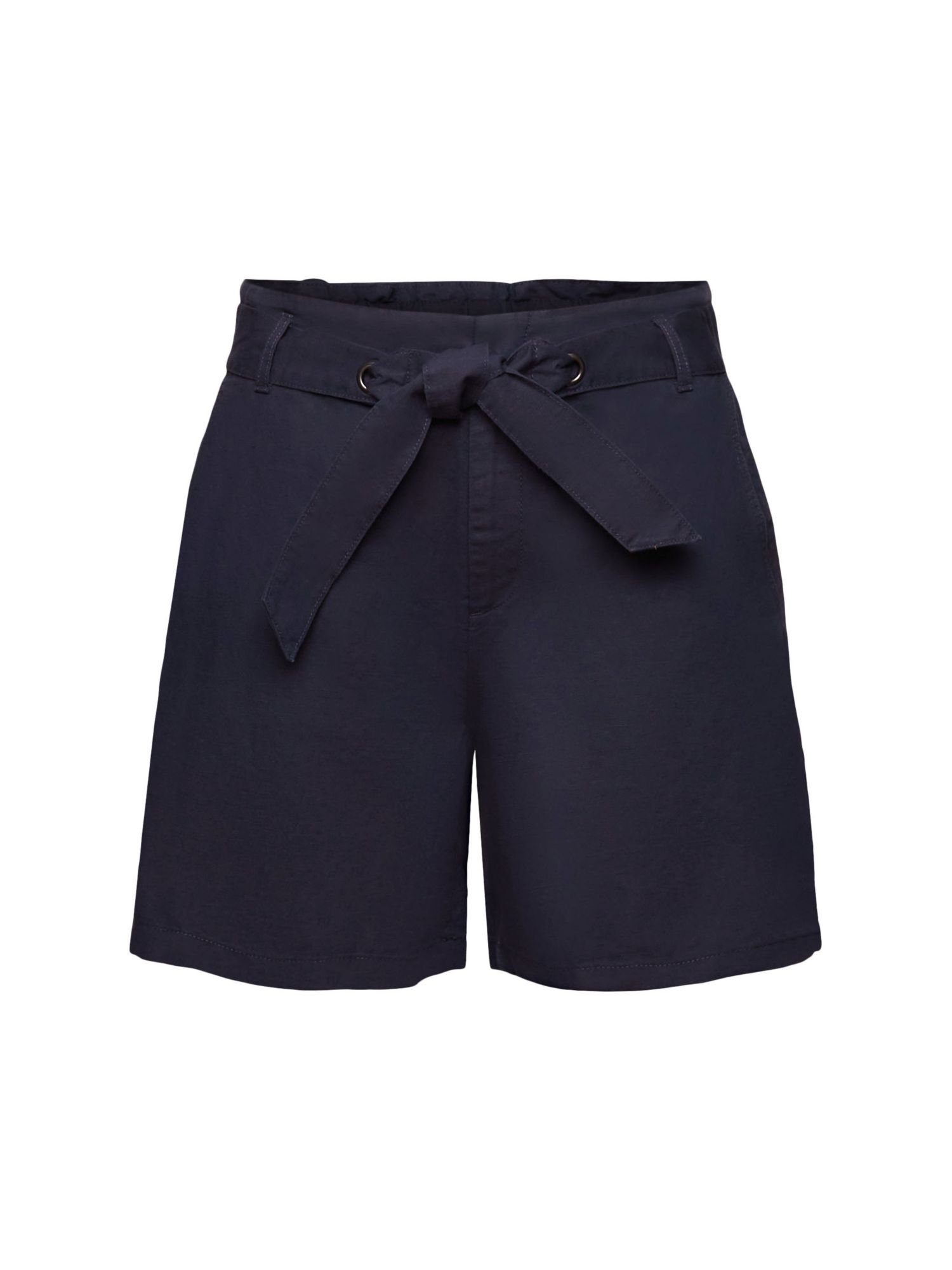 NAVY Baumwoll-Leinenmix Shorts (1-tlg) Shorts Esprit Bindegürtel, mit