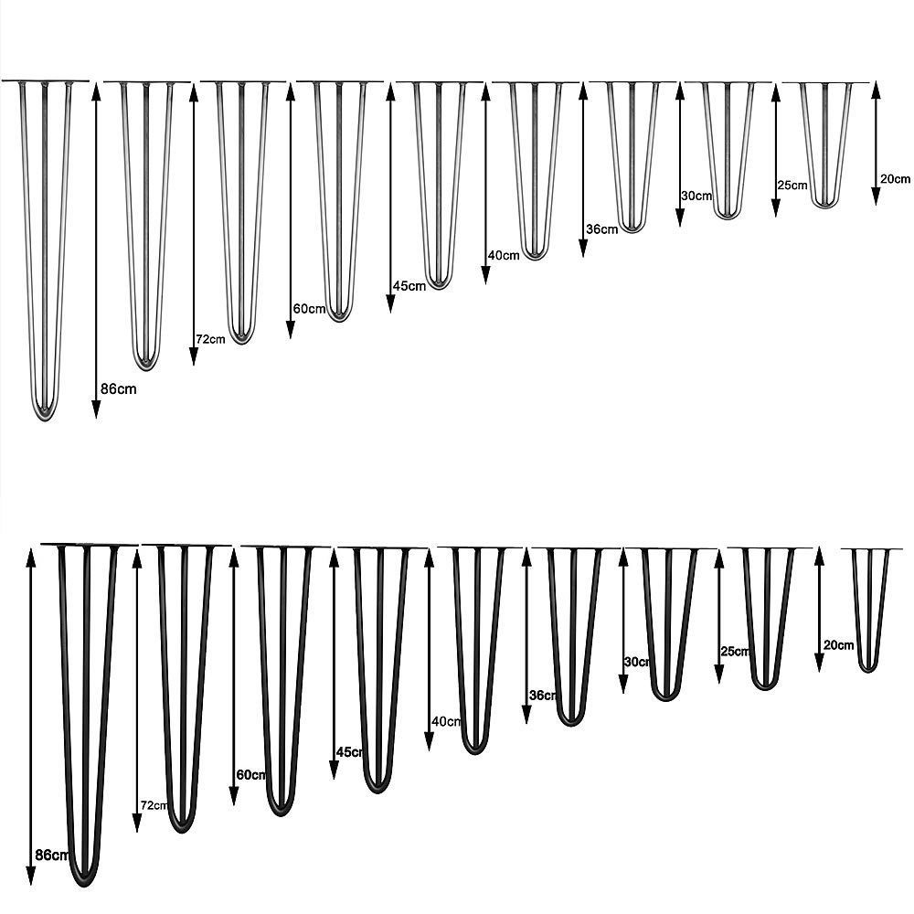 Tischkufen Leg Stahl Legs Silber Tischbeine Schwarz Tischbein Tischbein, Hairpin 4er-Set Bodenschoner Tischgestell Harpins Haarnadelbeine Esstisch Melko Tisch