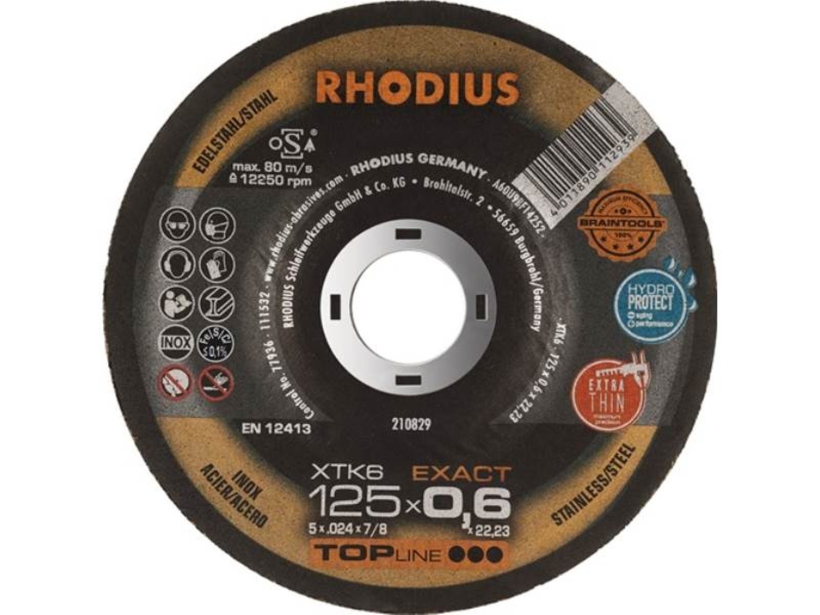 Rhodius Trennscheibe 50er Pack Trennscheibe XTK6 EXACT D115x0,6mm ger.INOX Bohr.22,23mm RHO