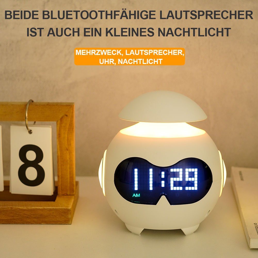 Schlaftrainer mit Portable, HIFI, Wecker Nachtlicht, USB Kinder Lichter Alarm, LED Tischuhr Digital Sunicol Lichtwecker Bluetooth-Lautsprecher,