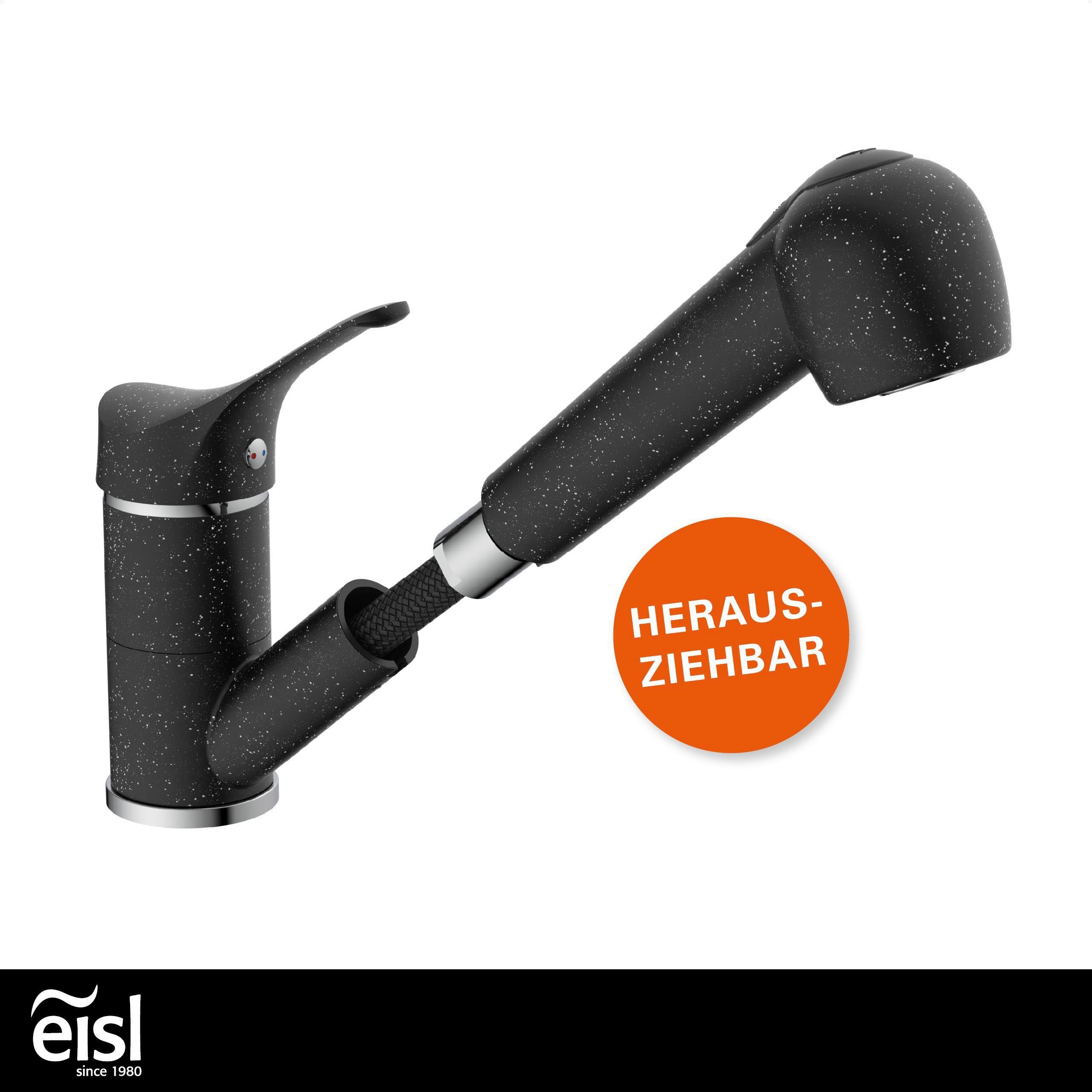 Eisl Spültischarmatur GRANIT Niederdruck, herausziehb., 2-fach verstellb., 90° schwenkbar