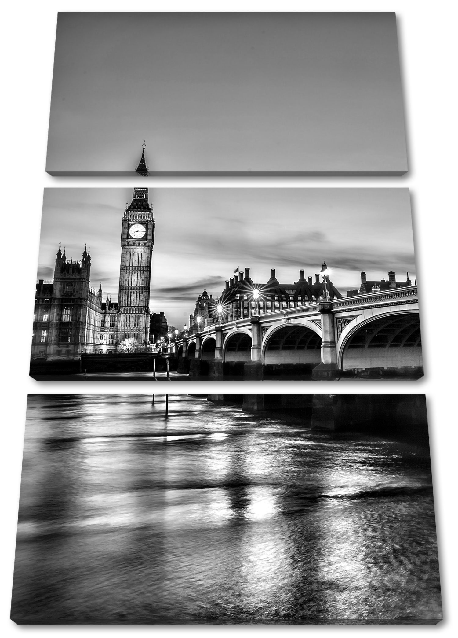 Pixxprint Leinwandbild Westminster (120x80cm) (1 Zackenaufhänger Ben, bespannt, Big Bridge Ben inkl. 3Teiler fertig St), Leinwandbild Big Westminster Bridge