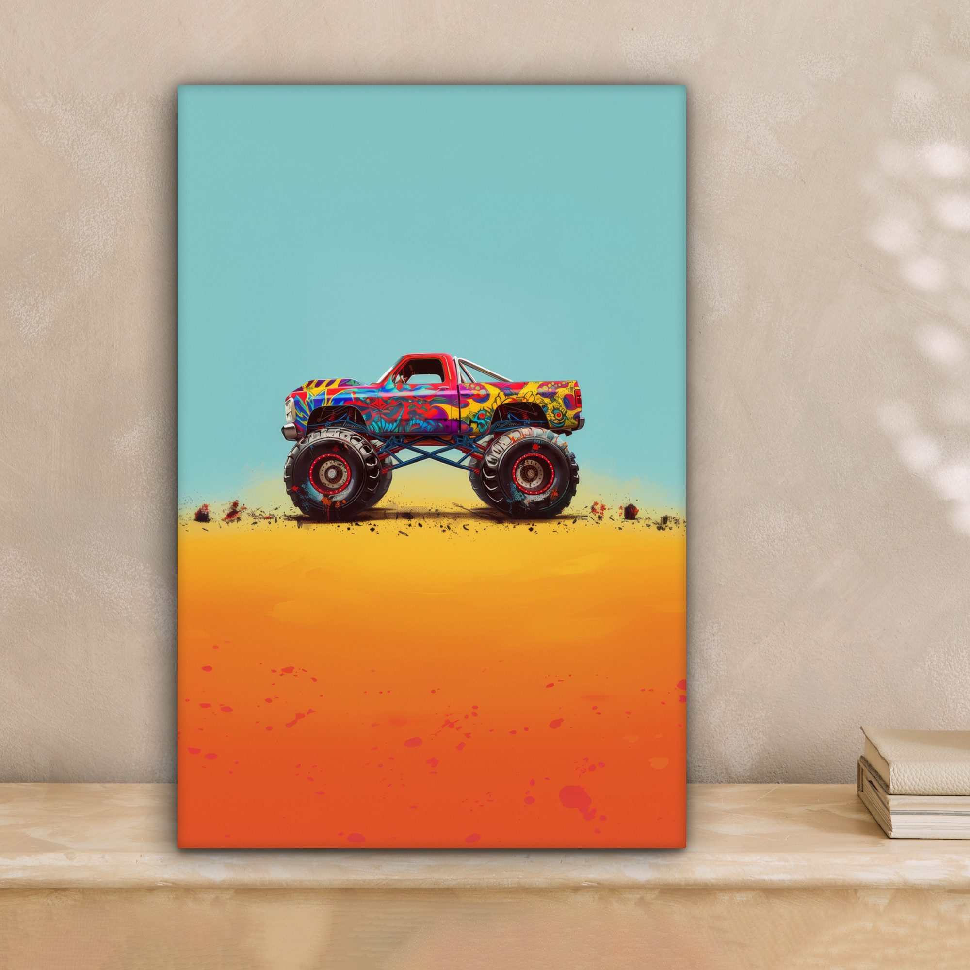 OneMillionCanvasses® Leinwandbild Monstertruck - Graffiti - Jungen - Auto, günstig online kaufen