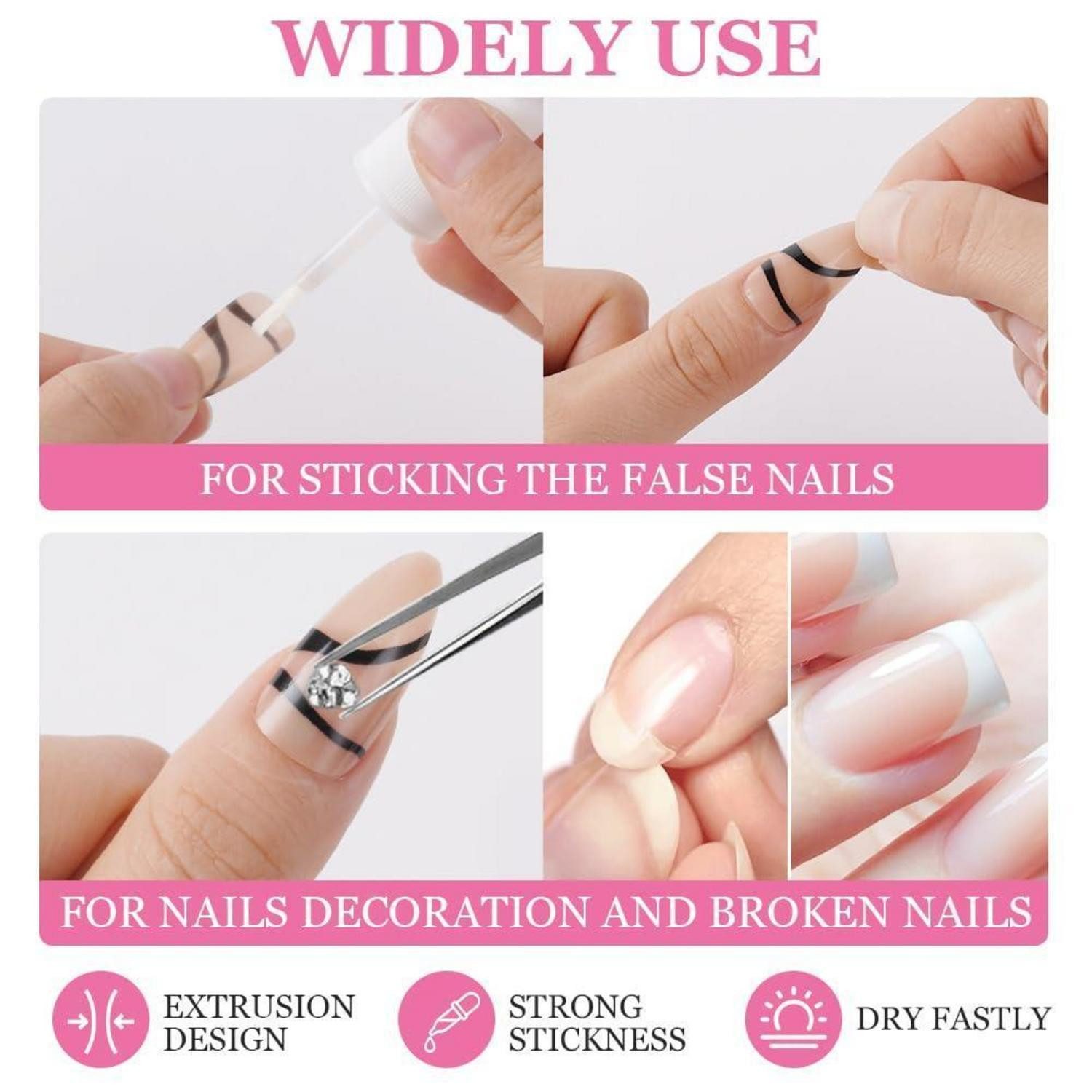 LuxusKollektion Nageldesign Zubehör Nagelkleber Extra Stark Schnelltrocknend Pinsel 8ml Nagelkleber – Bild 3 von 5
