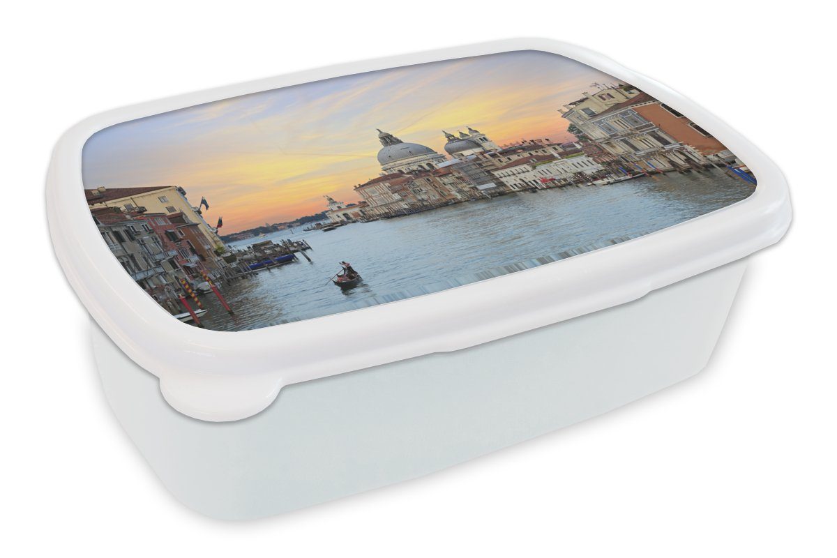 MuchoWow Lunchbox Italien - Sonnenuntergang Kunststoff, Kinder und Brotdose, Jungs weiß Mädchen und Venedig, Erwachsene, (2-tlg), - Brotbox für für