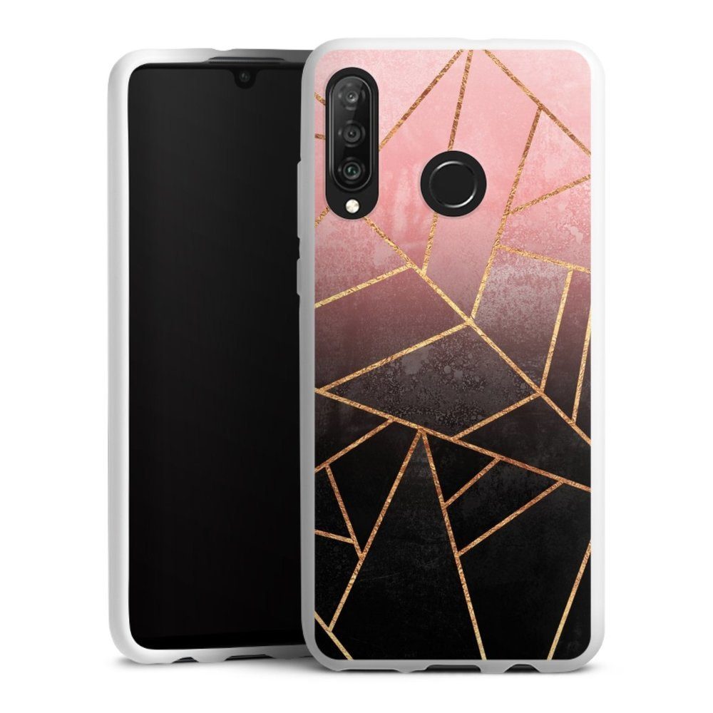 DeinDesign Handyhülle »Pink And Black Stone Gold Print« Huawei P30 Lite, Hülle Farbverlauf