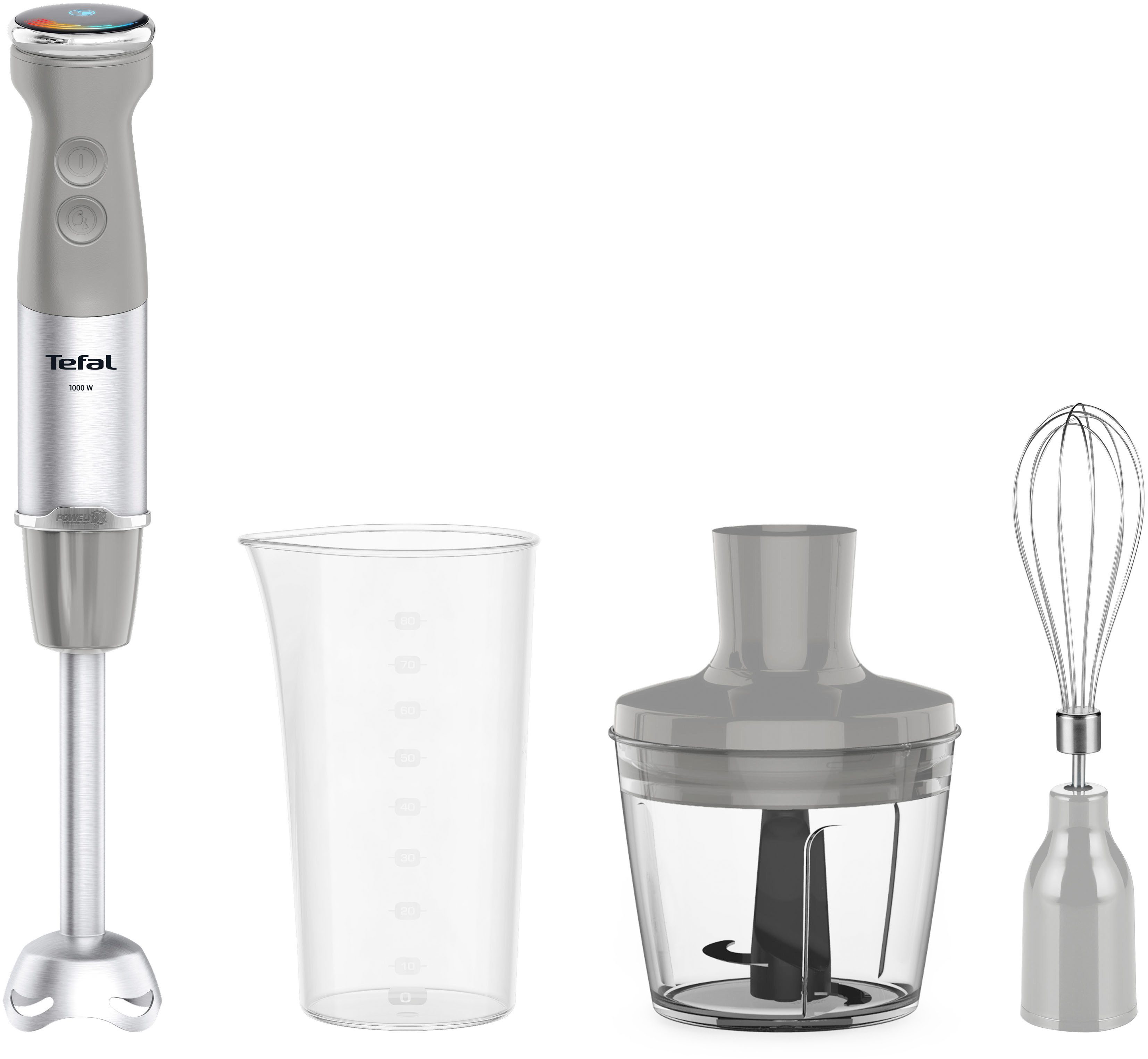 Tefal Stabmixer HB673B Quickchef+, 1000 W, Silence-Modus, 20 Geschwindigkeitsstufen, inkl. Zubehör