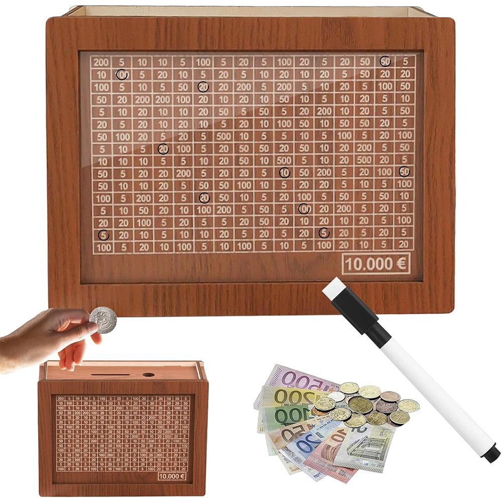 TUWENA Spardose Holzspardose mit Sparziel und numerischer Kennung günstig online kaufen
