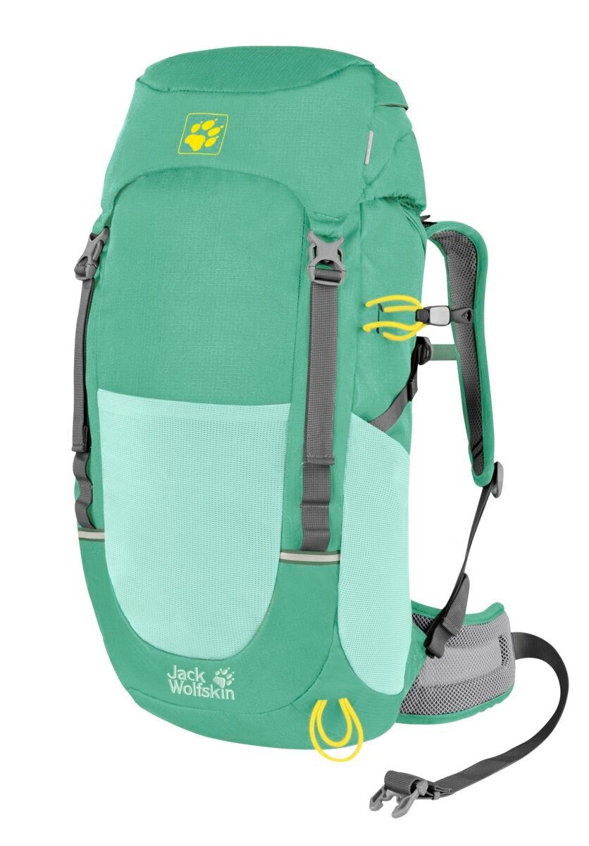 Jack Wolfskin Wanderrucksack Pioneer (PFC-frei, standfest, für Kinder ab 9 Jahren) mintgrün