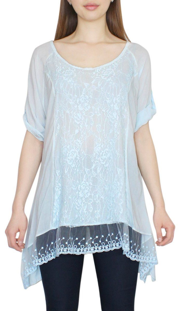 Damen Oversized T-Shirt Lang - Lockere Tunika Mit Tasche Für Sommer & Leggings