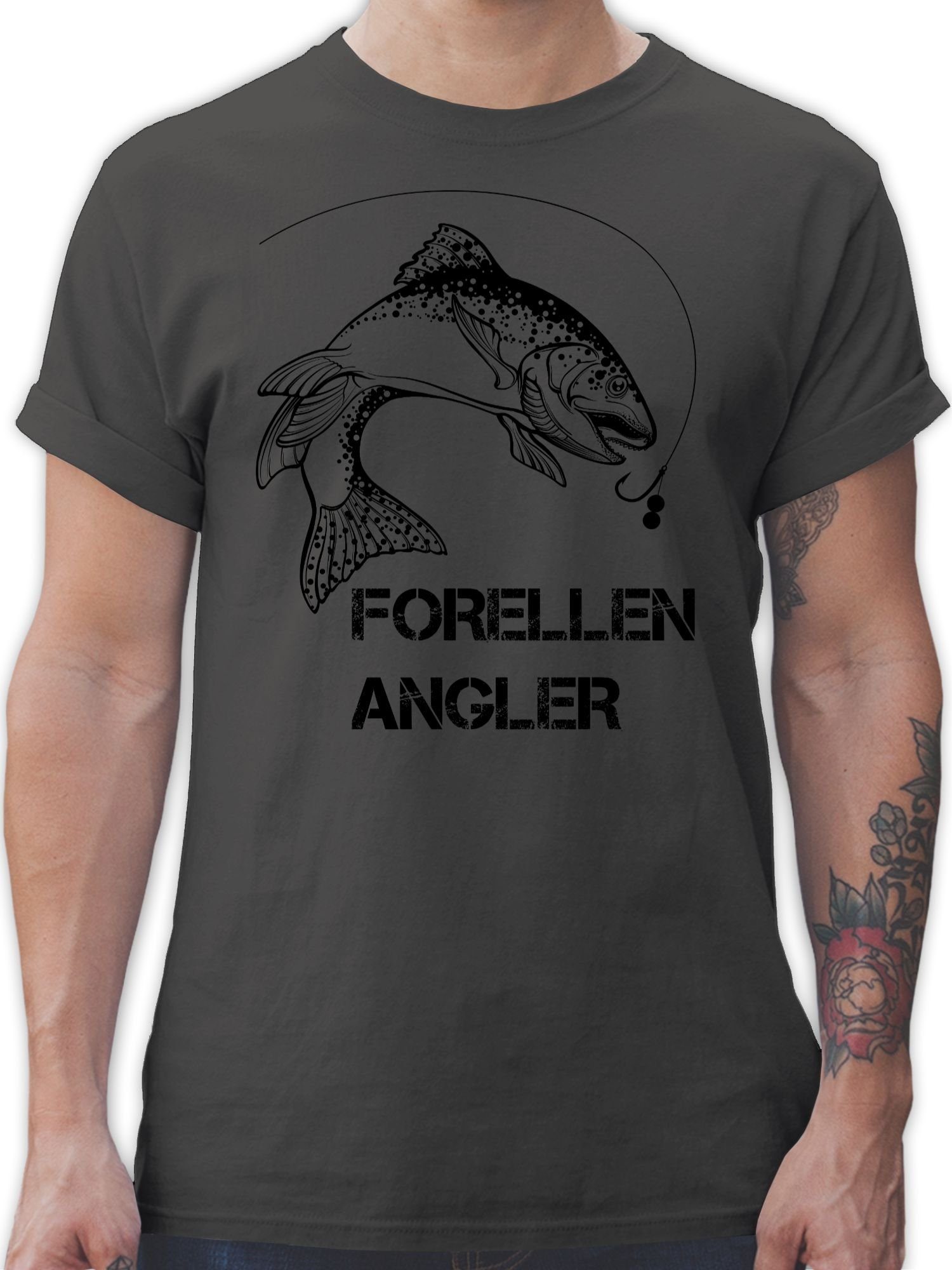 Shirtracer T-Shirt Forellenangler - schwarz Angler Geschenke 2 Dunkelgrau