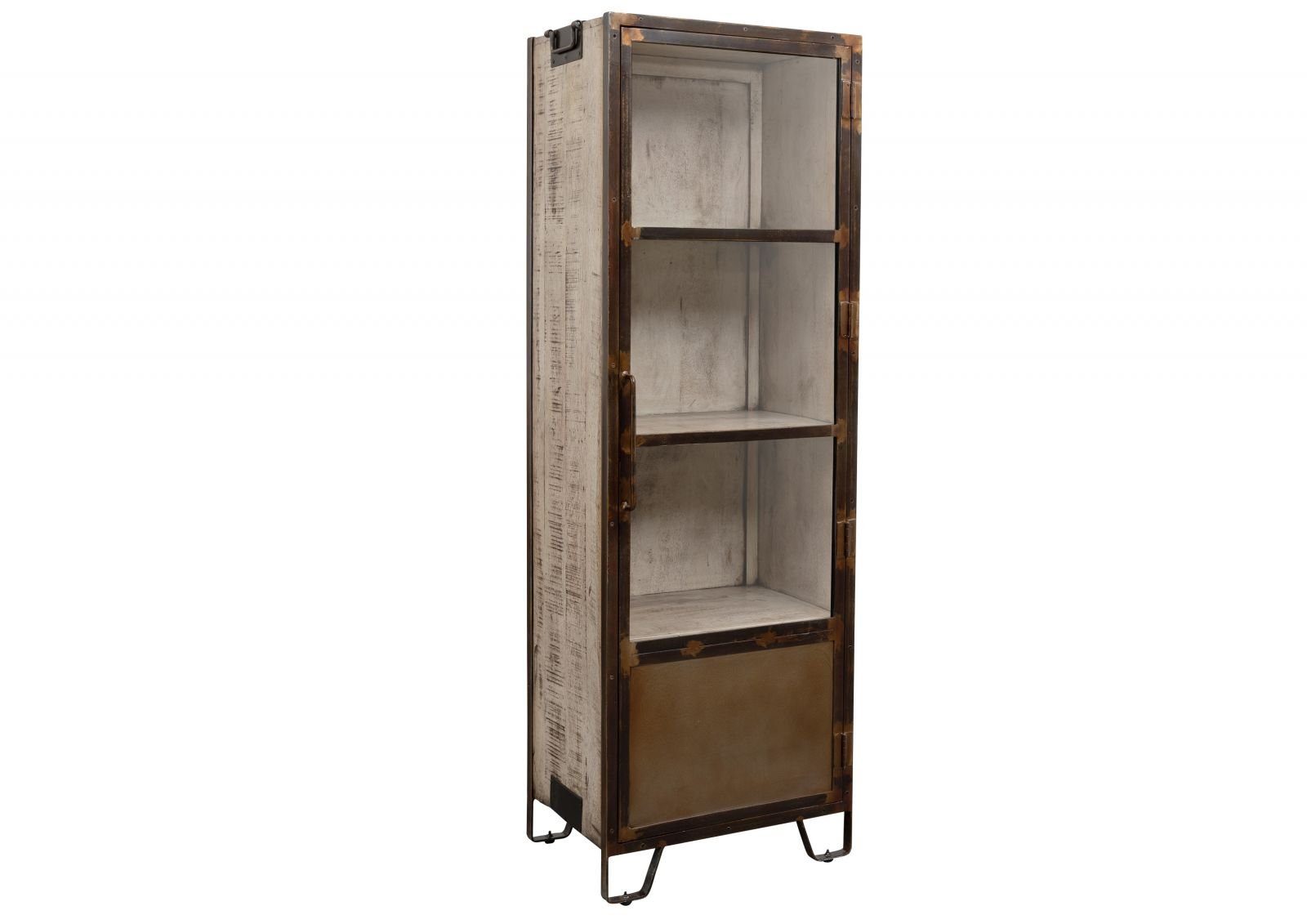 Massivmoebel24 Standvitrine HEAVY INDUSTRY (Vitrine Mango 60x40x180 braun lackiert HEAVY INDUSTRY #240) Vitrine Mango 60x40x180 braun lackiert HEAVY INDUSTRY #240