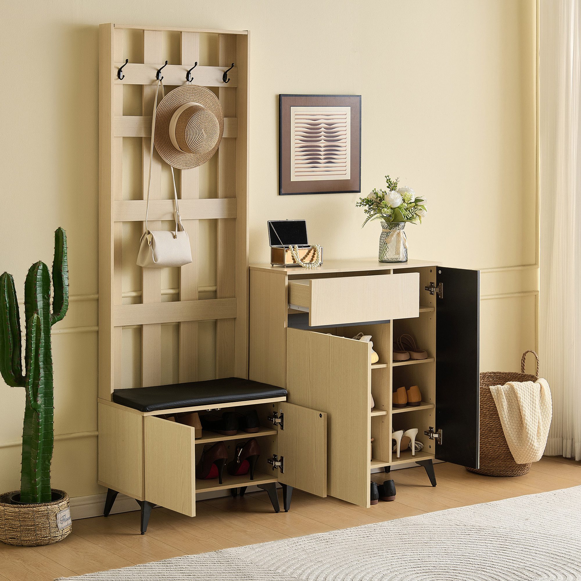 Merax Garderoben-Set mit Sitzbank und Sideboard, (1-St), Flurmöbel-Set mit günstig online kaufen