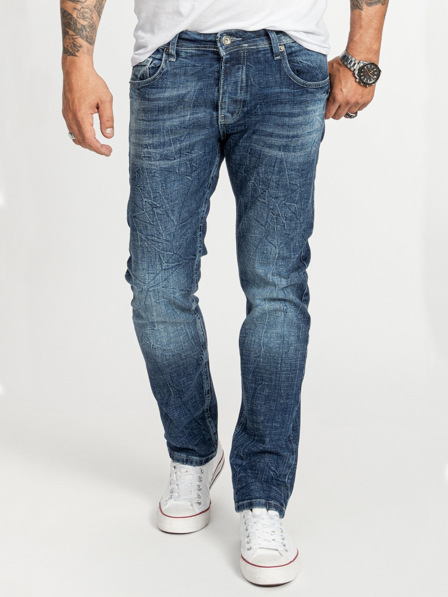 Rock Creek Regular-fit-Jeans Herren Jeans Stonewashed Blau RC-2408