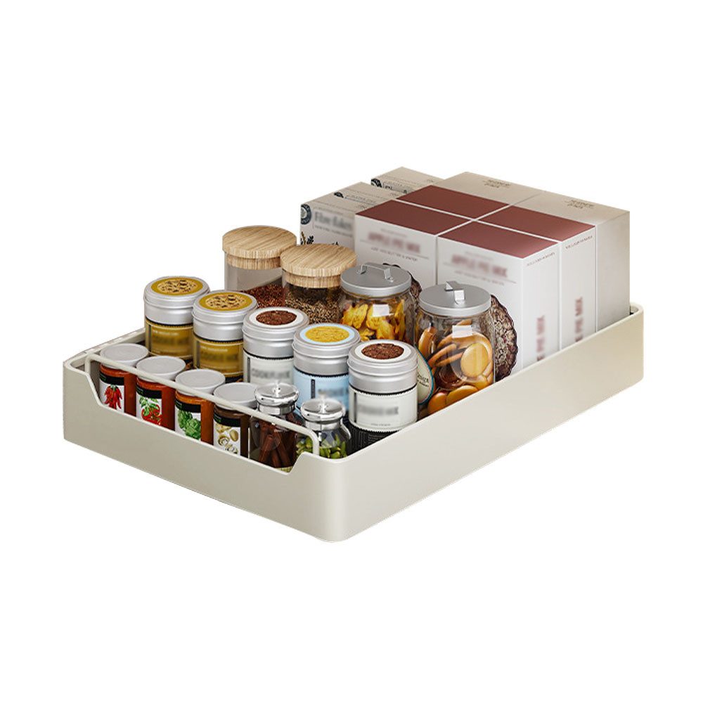 NUODWELL Teleskopauszug Teleskopschublade,Ausziehbare Schubladen Aufbewahrungsregale mit Griff, Ausziehbare Schublade Küche mit Nano Klebebänder, Kein Bohren, Weiß