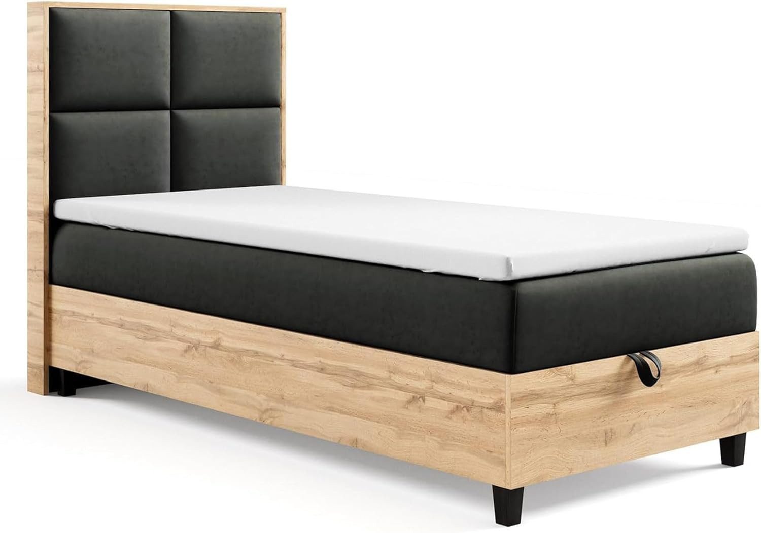 Best for Home Boxspringbett Einzelbett Trinity K-2 Plate Single mit Bettkasten & Komfort Topper H3 (70x200 80x200 90x200 100x200 cm), Verschiedene Liefermöglichkeiten, TOP Preis-Leistungs-Verhältnis
