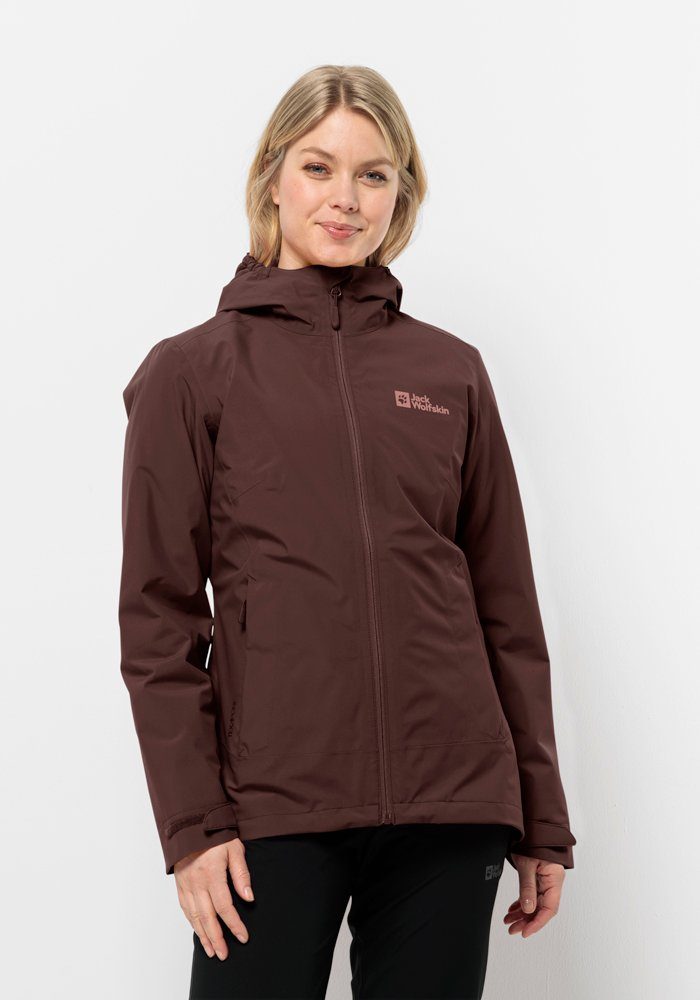 Jack Wolfskin 3-in-1-Funktionsjacke (2 JKT 3IN1 MOONRISE dark-maroon W teilig)