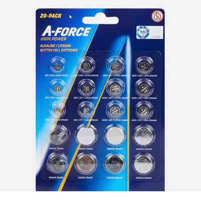 Spectrum A-Force Knopfzellen 20 Stück Mix Knopfzelle, (20 St)
