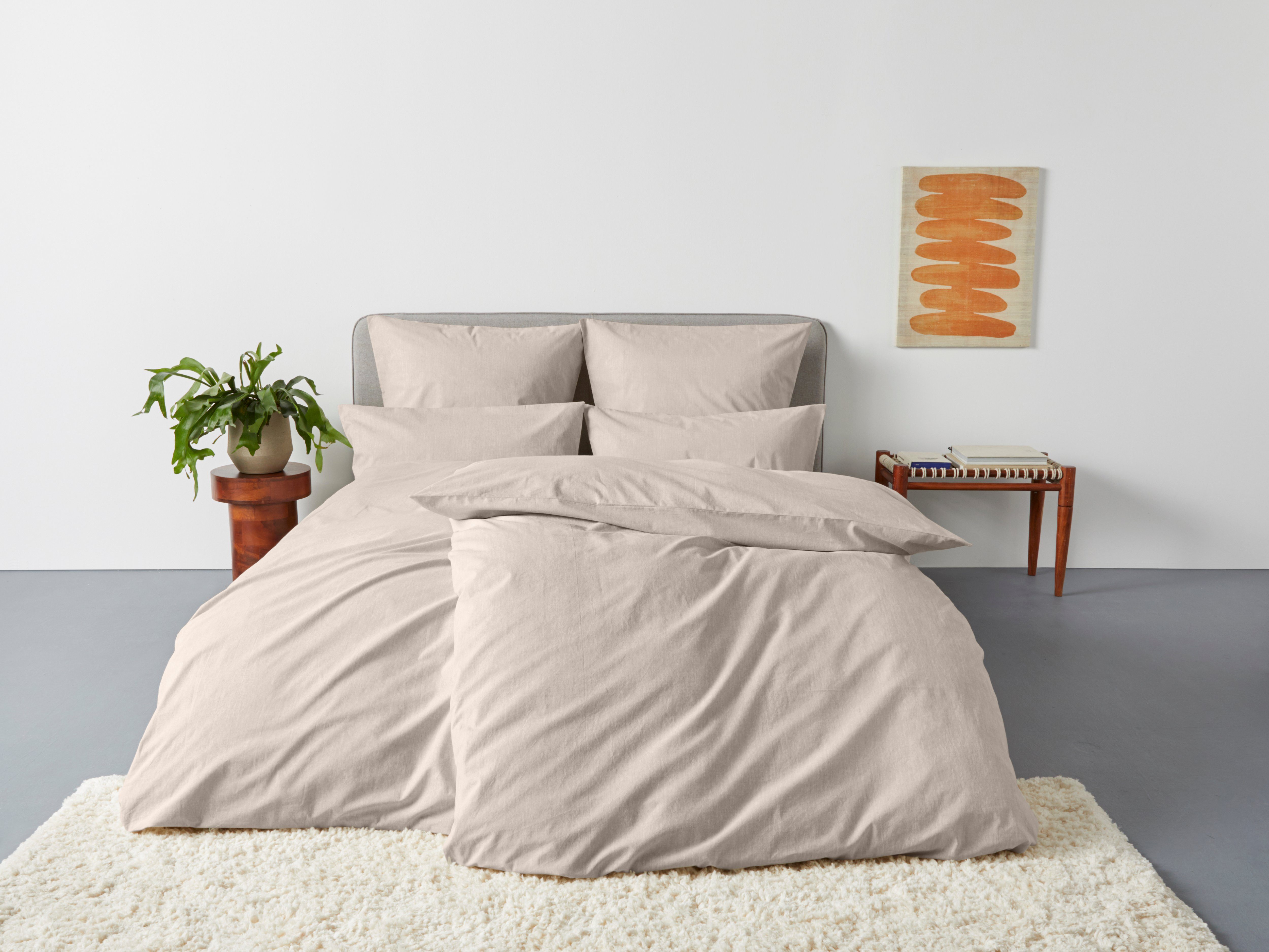 OTTO home Bettwäsche Melli, Linon, 2 teilig, Bettwäsche aus Baumwolle, Leinen-Look in Melange-Optik