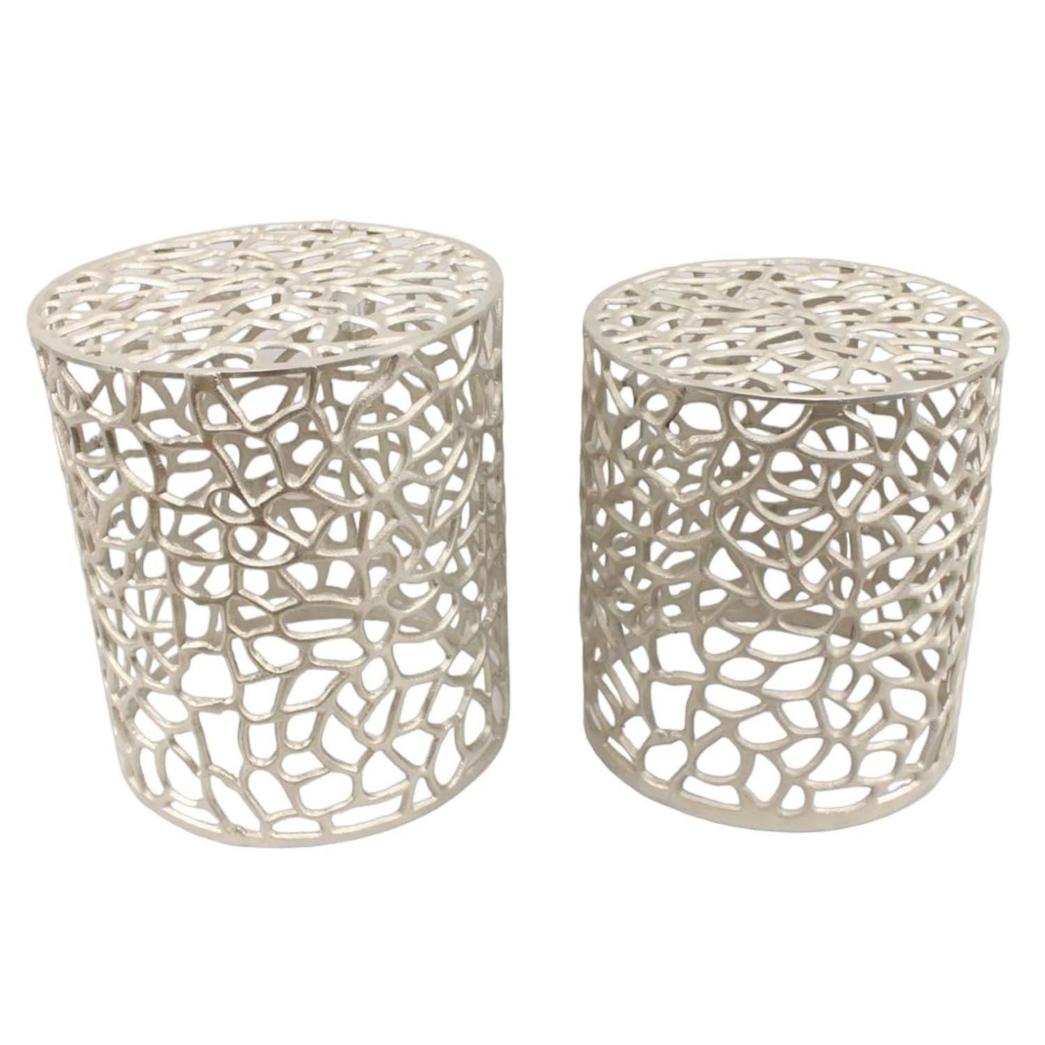 Casa Moro Beistelltisch Metall Tisch Dila Silber rund Designer Couchtisch S günstig online kaufen