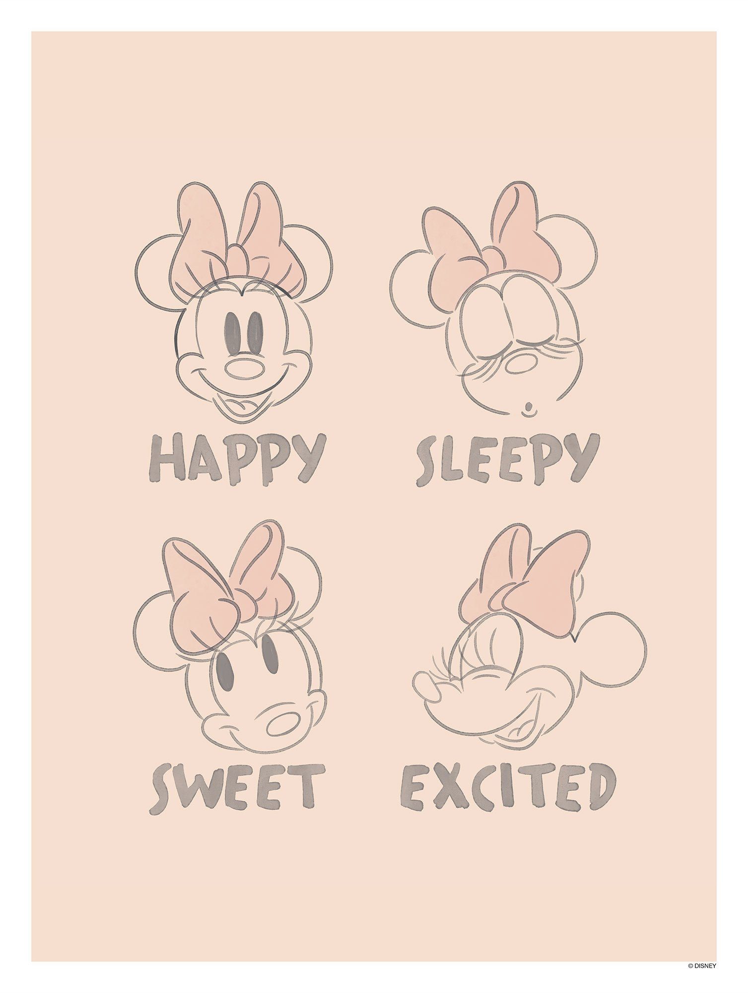 Komar Poster Minnie Pink Emotions, Disney (1 St), Kinderzimmer, Schlafzimmer,  Wohnzimmer