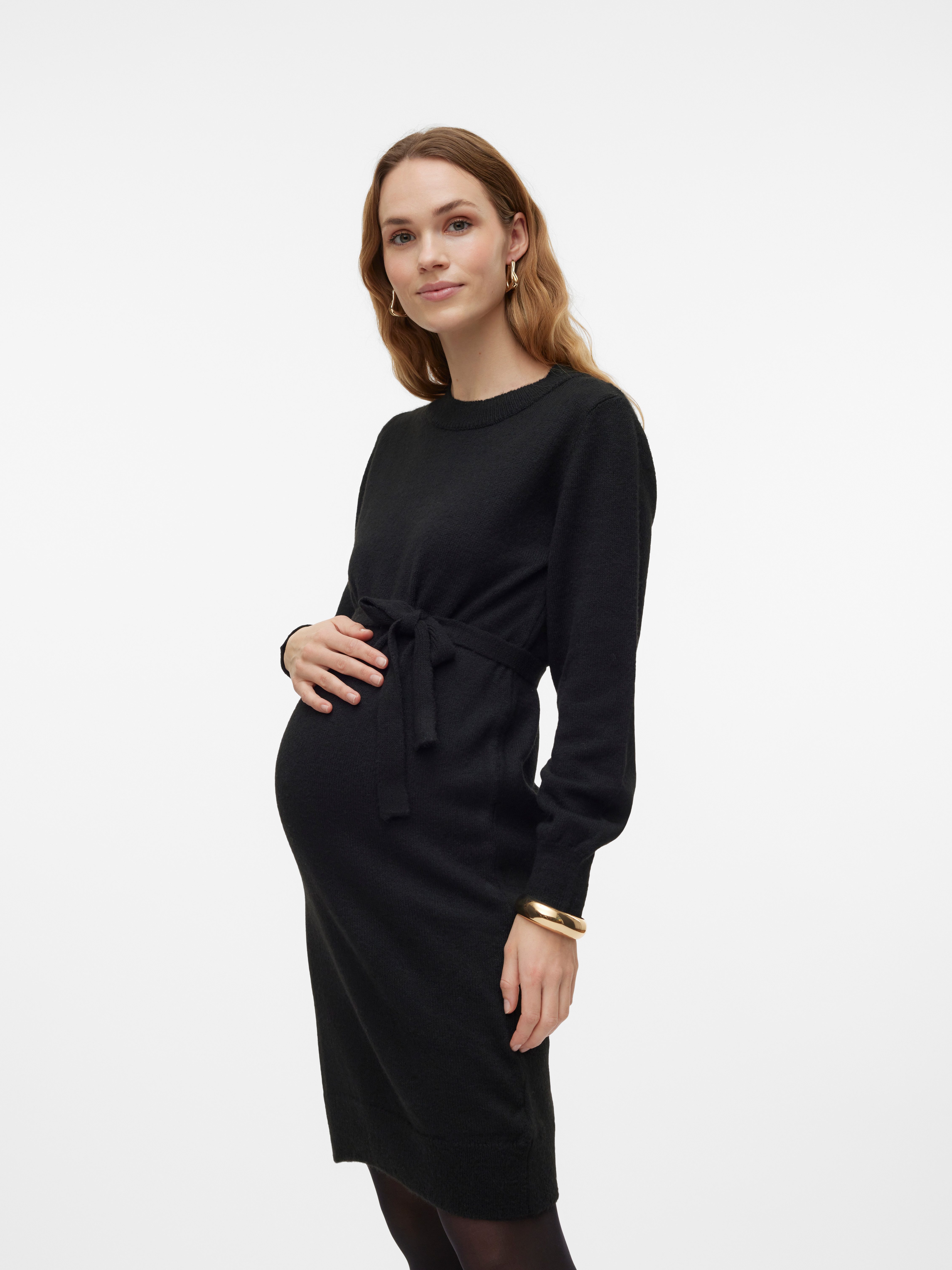 Mamalicious Umstandskleid MLNEWANNE L/S ABK KNIT DRESS A. NOOS Regular Fit, mit Rundhalsausschnitt, kurz, Langarm
