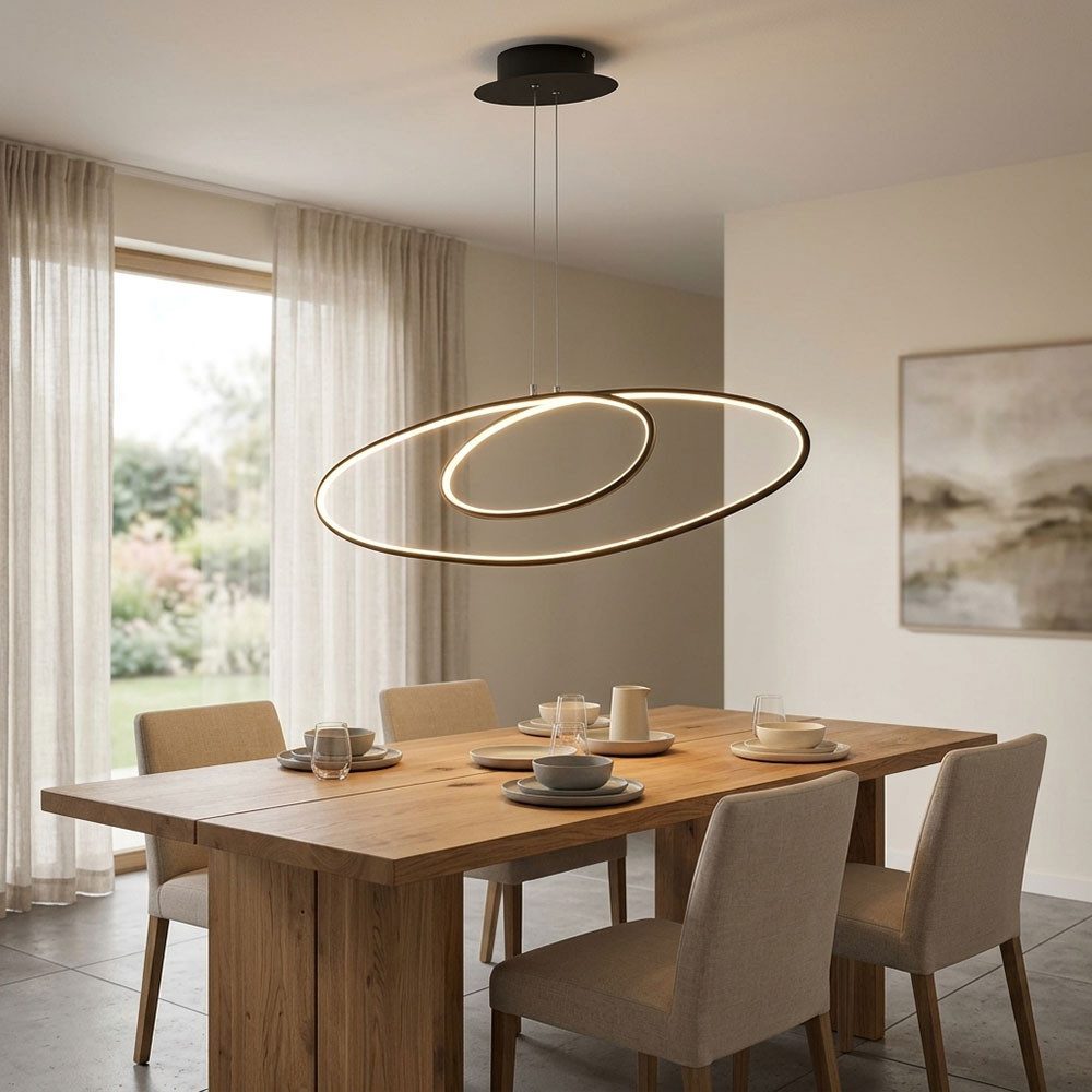 WOFI LED Pendelleuchte, LED-Leuchtmittel fest verbaut, Warmweiß, LED Hängeleuchte dimmbar Pendelleuchte schwarz, 3 Stufendimmer
