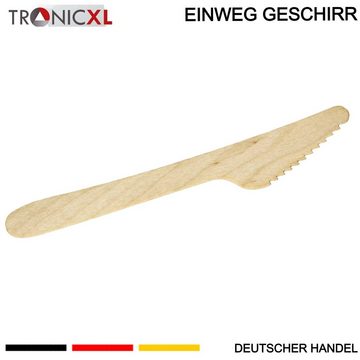 TronicXL Einweggeschirr-Set 1000 x Einweg Messer Einwegbesteck Besteck Holzmesser Camping Grillen (1000-tlg), Holz